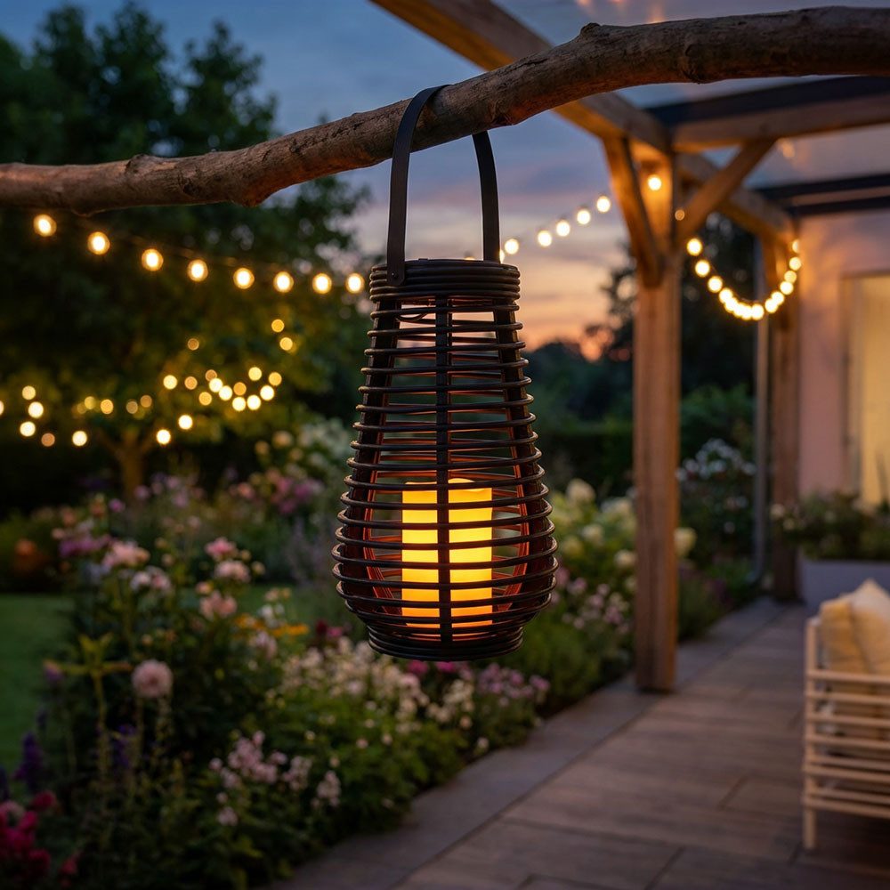 NOWA LED Solarleuchte, LED-Leuchtmittel fest verbaut, Solarlampe Gartendeko Laterne Außenlampe LED Feuereffekt 3er Set