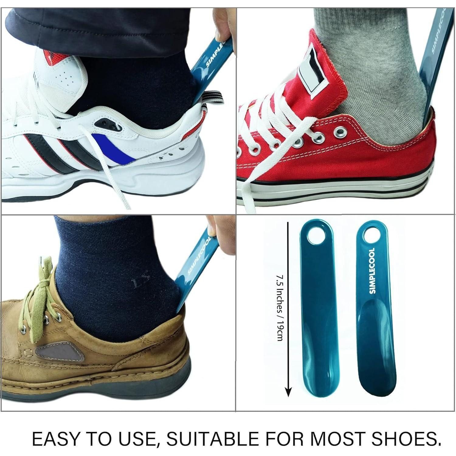 SIMPLECOOL Schuhlöffel Schuhlöffel Kunststoff Set 2er Mini Kurz Shoe Horn Blau 19cm