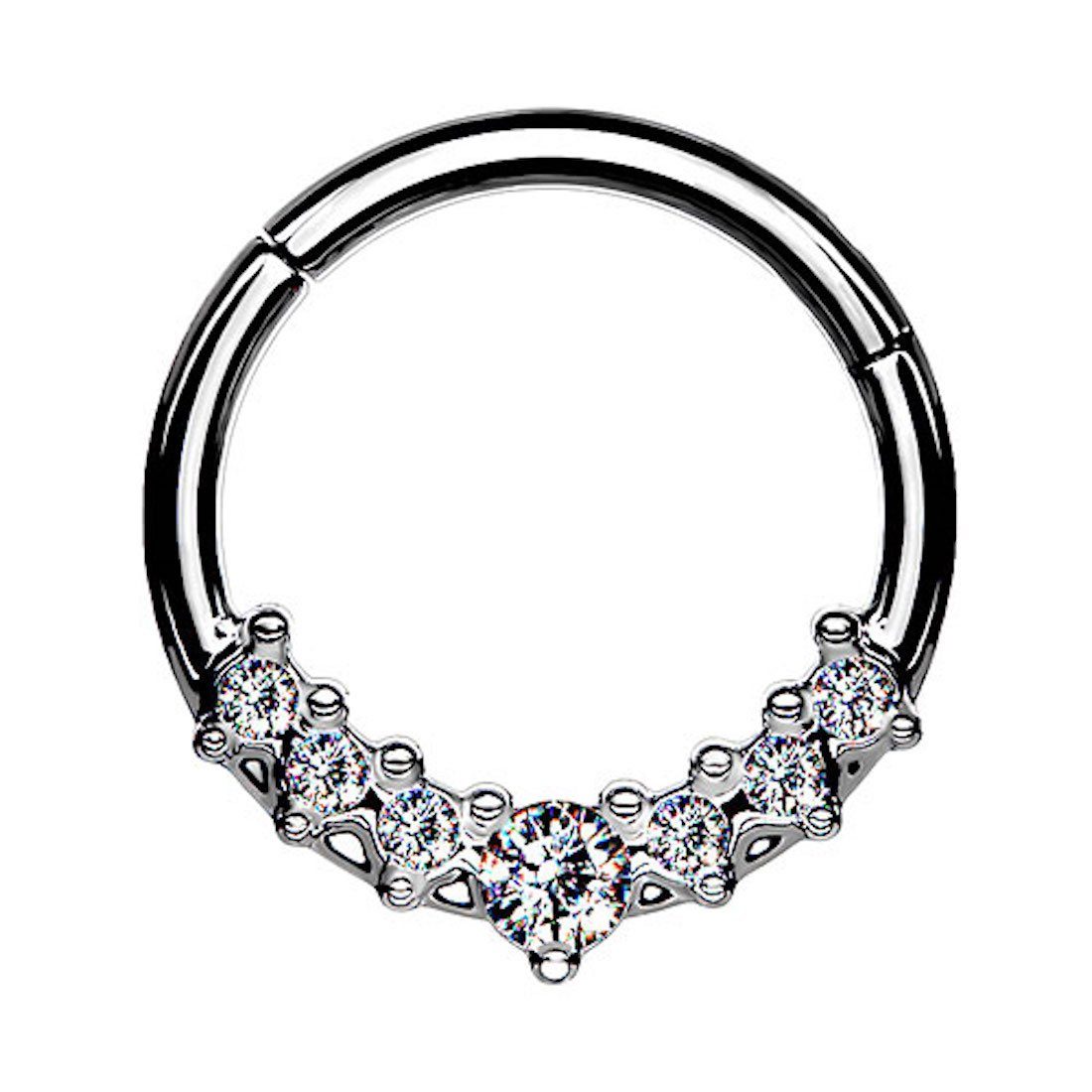 Nasenpiercing Septum Piercing Ring Segmentring Clicker Scharnier mit Kristallen