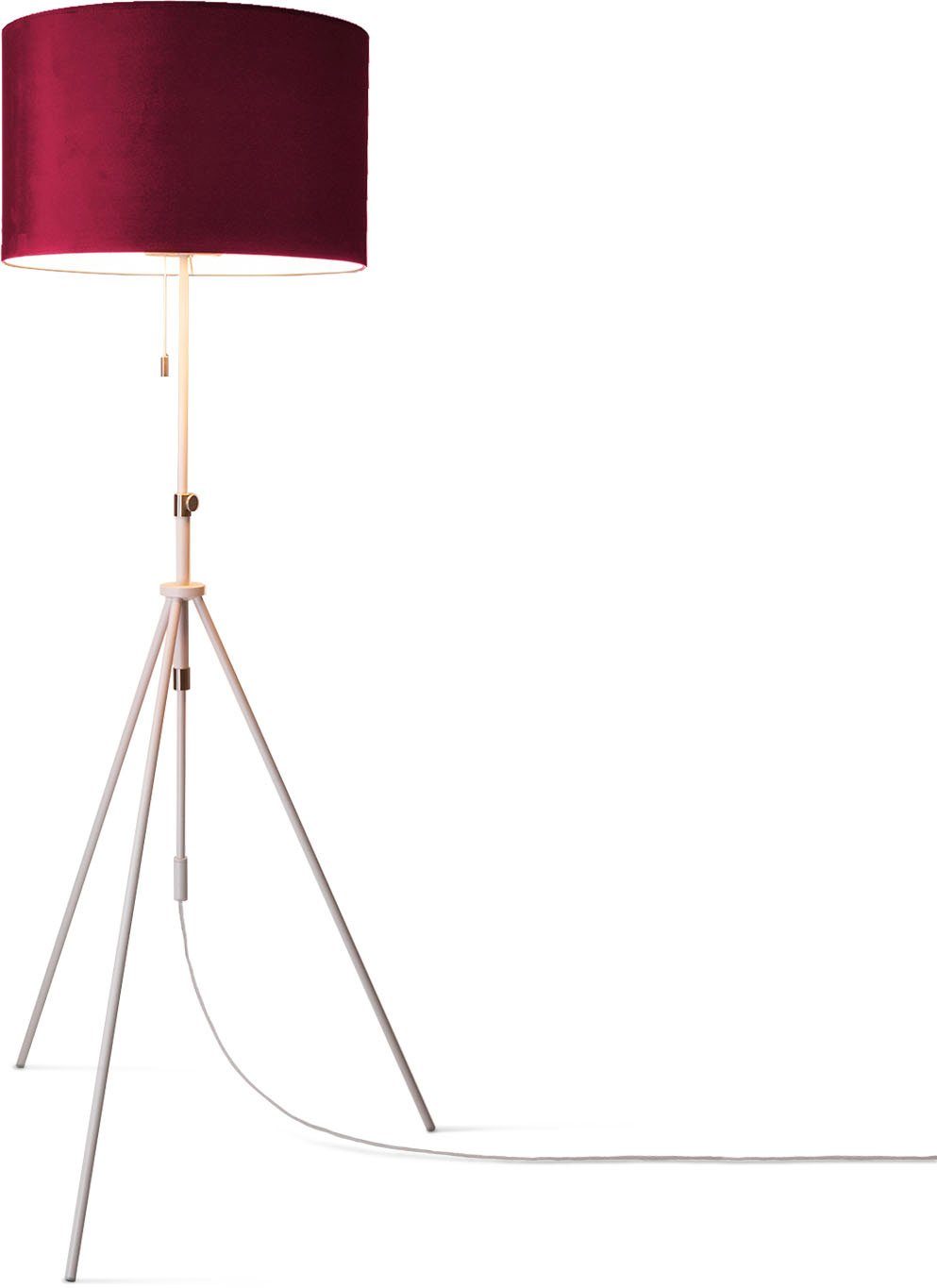 Stehlampe Höhenverstellbar cm Paco Velour Color, 176,5 Home Wohnzimmer Zugschalter Naomi bis ohne 121,5 uni Leuchtmittel,