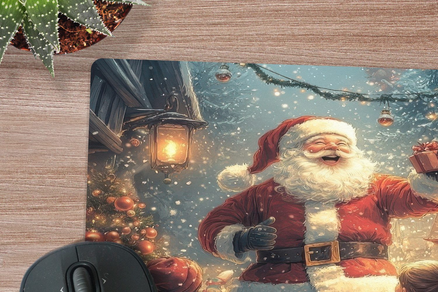 MuchoWow Mauspad Weihnachtsstimmung - Schnee - Farbenfroh (1-St), Mousepad, Schreibtisch Zubehör, Deko, 20x20 cm