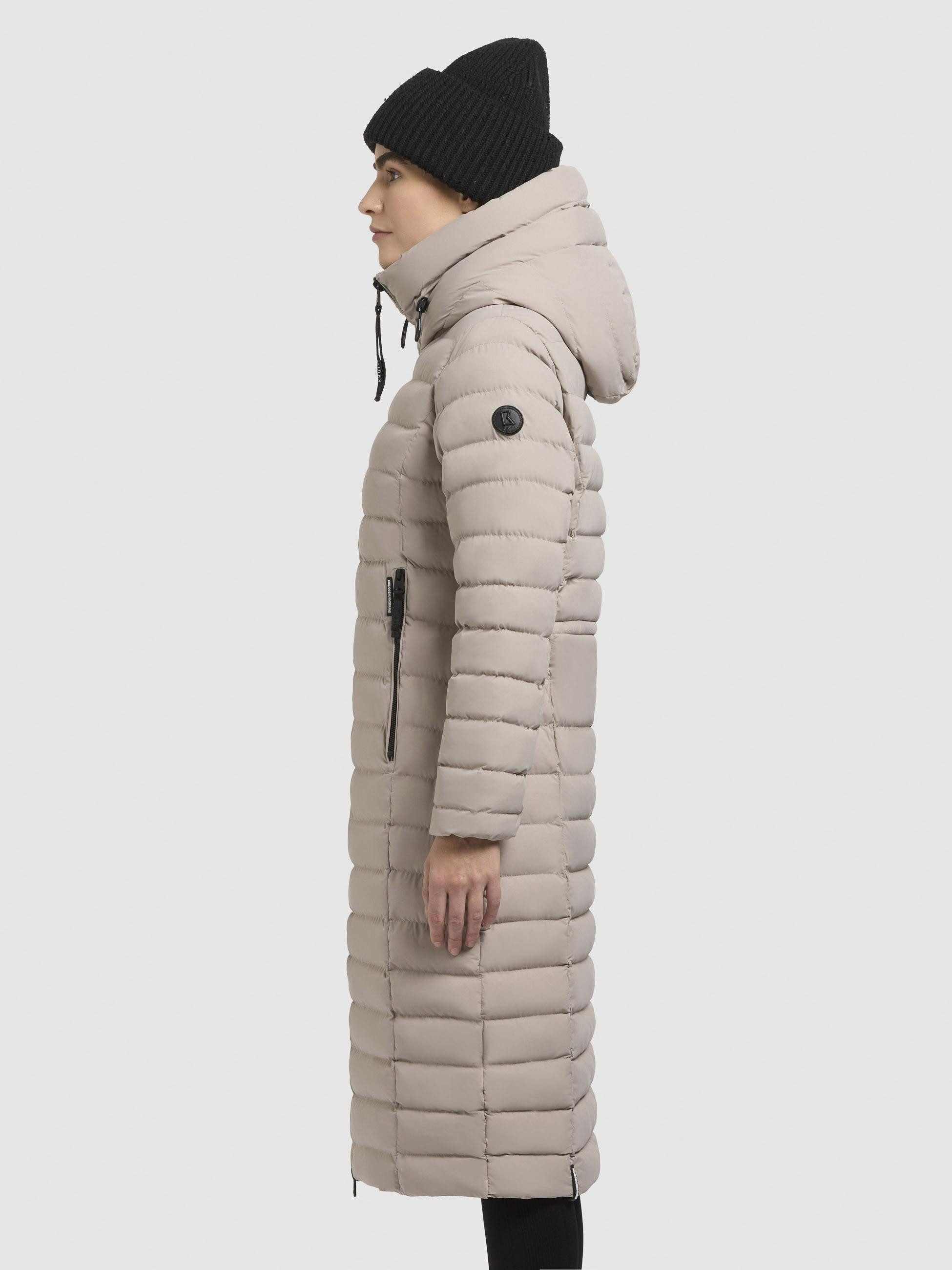 khujo Steppjacke Imes-YM Steppmantel mit hohem Kragen und silbrig glänzendem Innenfutter