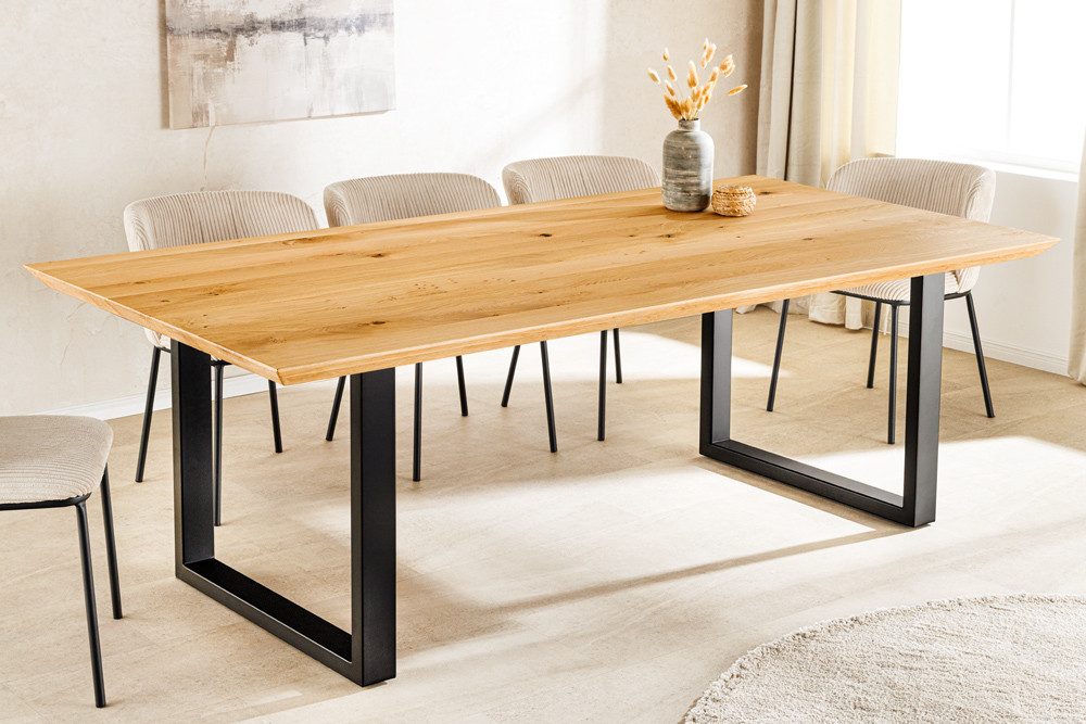 riess-ambiente Esstisch WILD OAK 160cm natur - Wildeiche, Metall, Schweizer Kante, U-Gestell (Einzelartikel, 1-St), Urbaner Massivholztisch für 6 Personen - ideal für Wohn- & Esszimmer