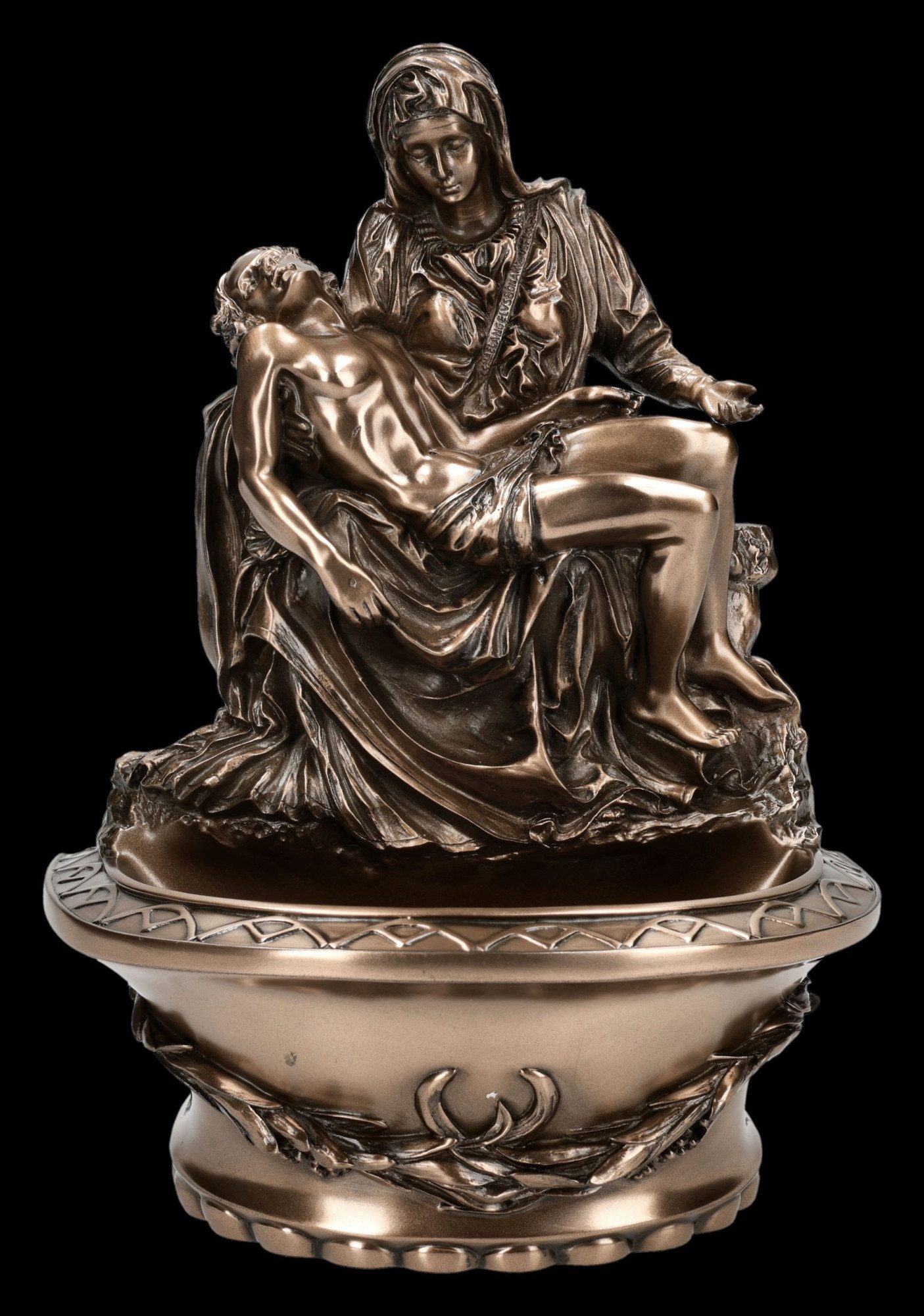 Figuren Shop GmbH Wanddekoobjekt Pietà Statue – Maria mit Jesus Weihwasserbecken religiöse Wanddeko