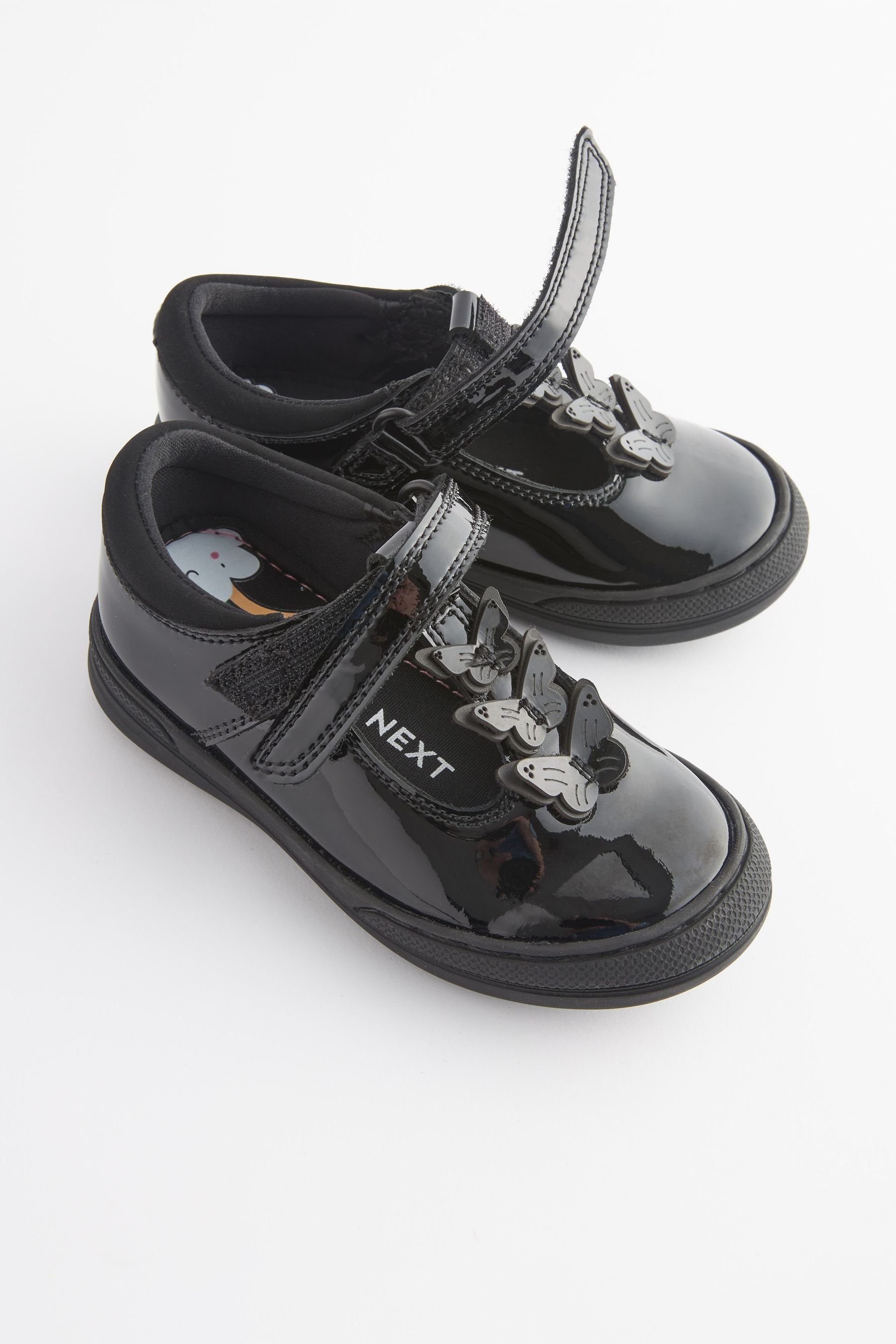 Leder T-Strap-Sandale (1-tlg) Schmetterling mit Next aus und T-Steg Schuhe