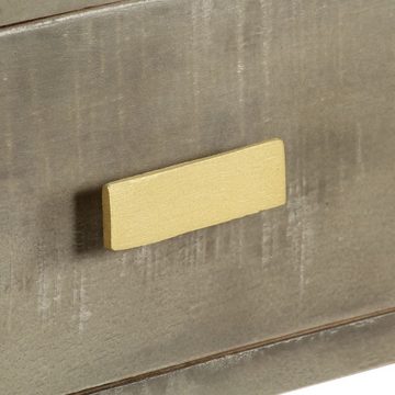 vidaXL Beistelltisch Konsolentisch Grau mit Messing 110 x 35 x 76 cm Mangoholz Massiv
