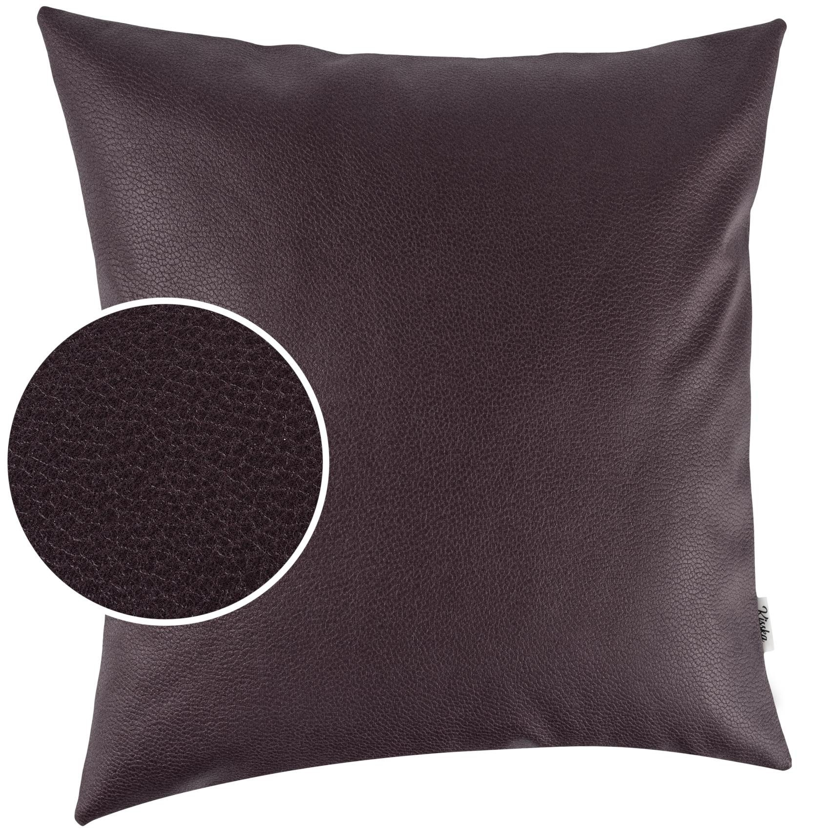 Kisska Dekokissen Kissenhülle KUMO atmungsaktive Kunstleder Kissenbezug Zierkissen, Kissenüberzug ohne Füllung Leder-Optik UNI 40x40cm Einfarbig Braun