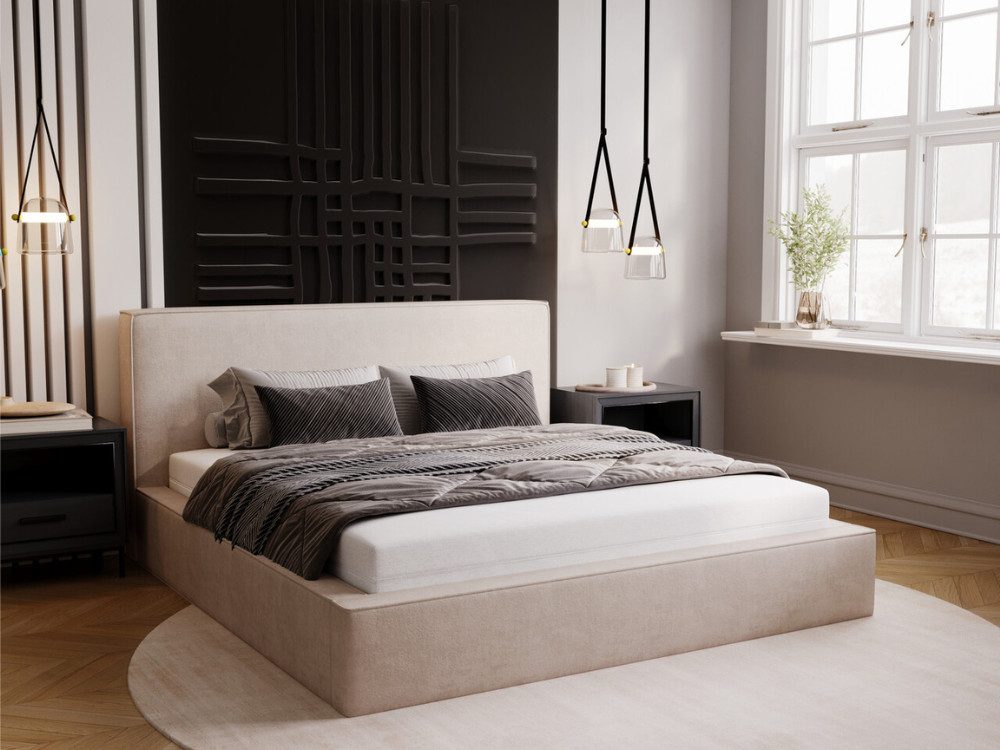 GrainGold Polsterbett Monaco (Set, Polsterbett, Lattenrost, Bettkasten), mit Bettkasten, mit Lattenrost, einfache Kopfstütze, Federheber
