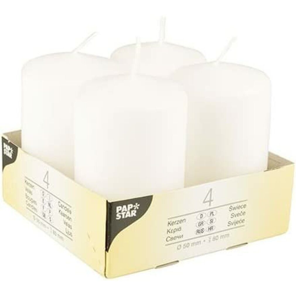 PAPSTAR Stumpenkerze 10483 Cylinder White 4 Pieces ? Candle 80 Mm, 5 Cm, 11 günstig online kaufen