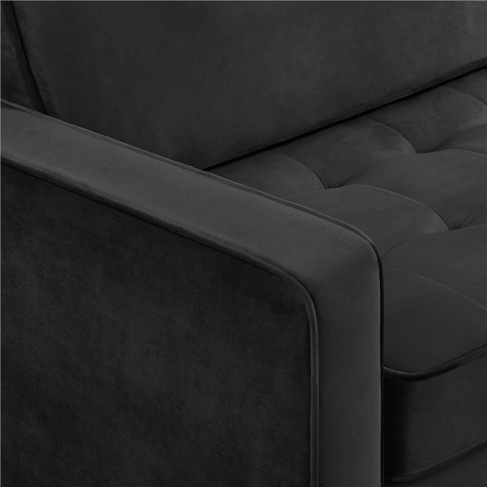 schwarz Sofa, 2-Sitzer cm Polstersofa Samt-Sofa Schlafcouch Modernes 173,5×76×84 Yaheetech