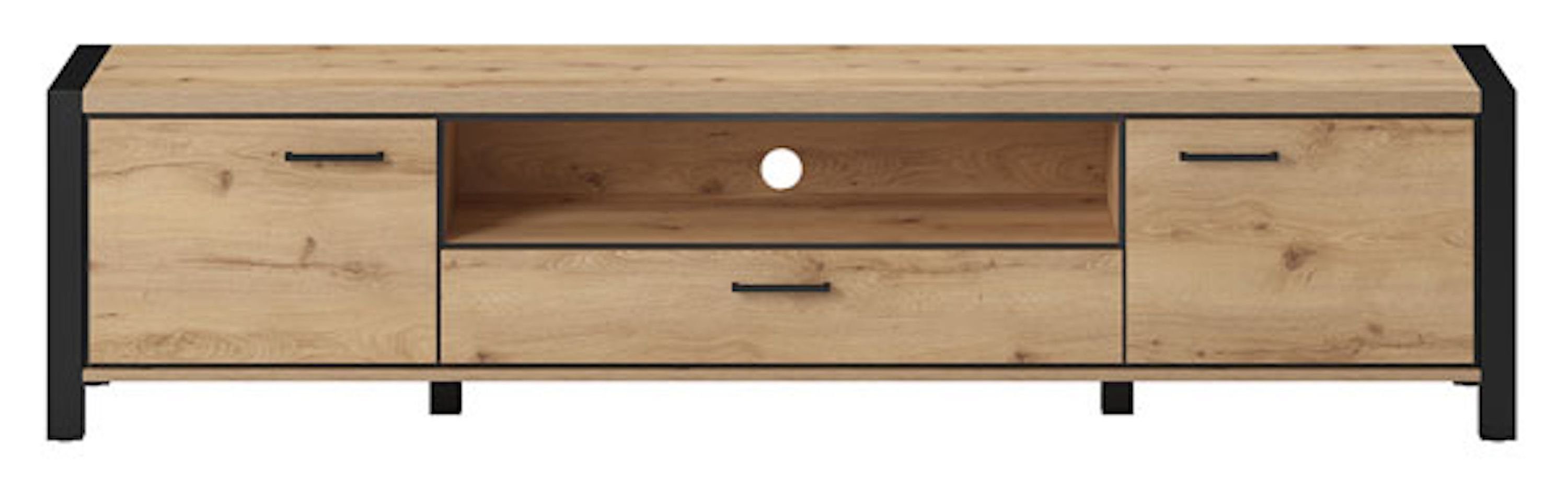 Helvetia Lowboard Aktiv (1 St), 210x41x50cm taurus / schwarz matt