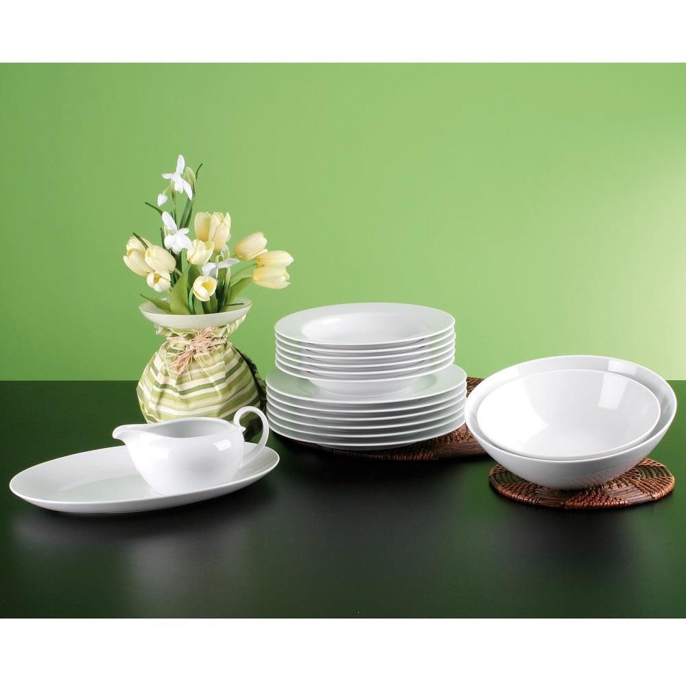 Tafelservice Seltmann Weiden Rondo/Liane weiß Tafelservice 16tlg., Porzellan