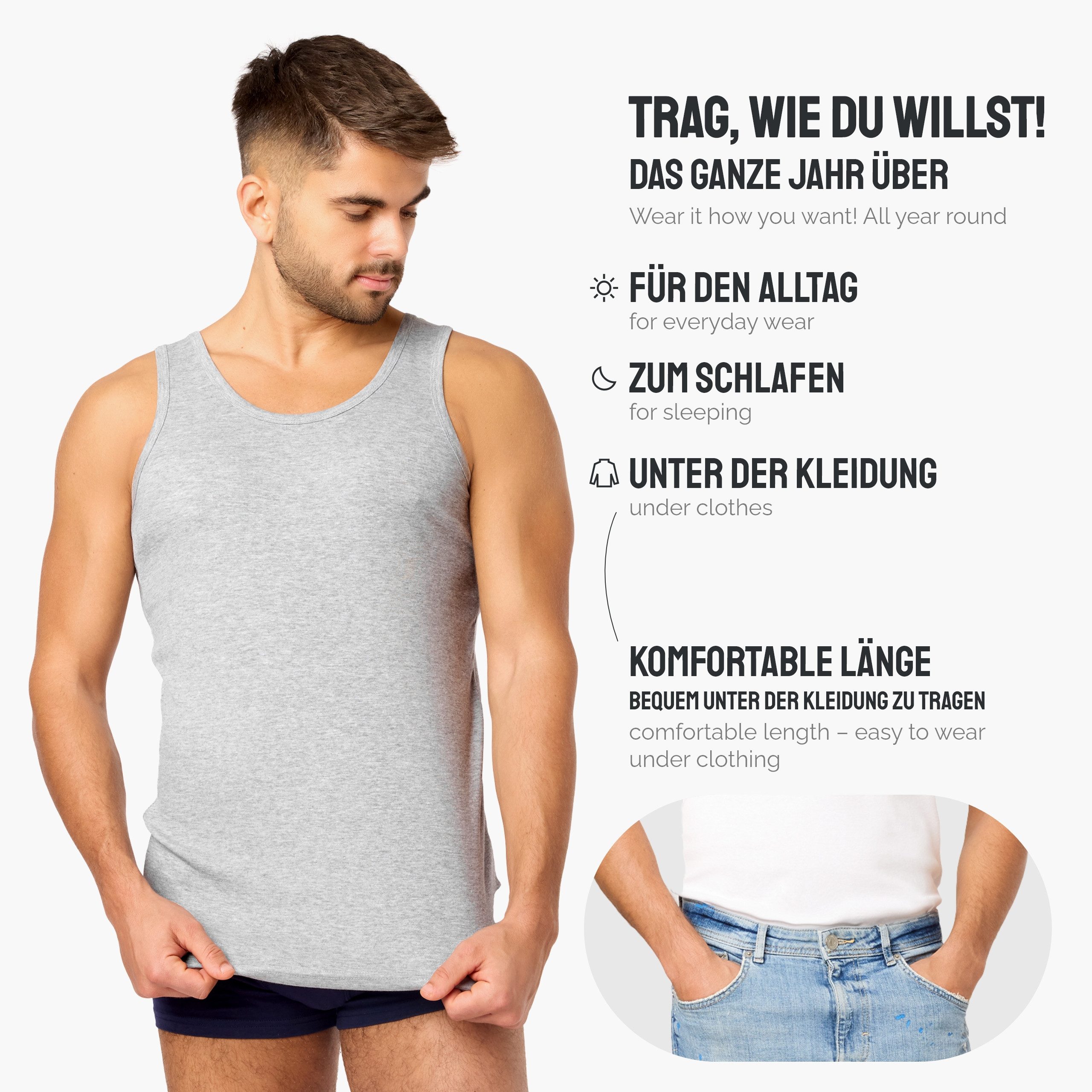 Ladeheid Unterhemd Tanktop Herren Baumwolle Set 3 Stück LA40-258 (Set, 3er- günstig online kaufen