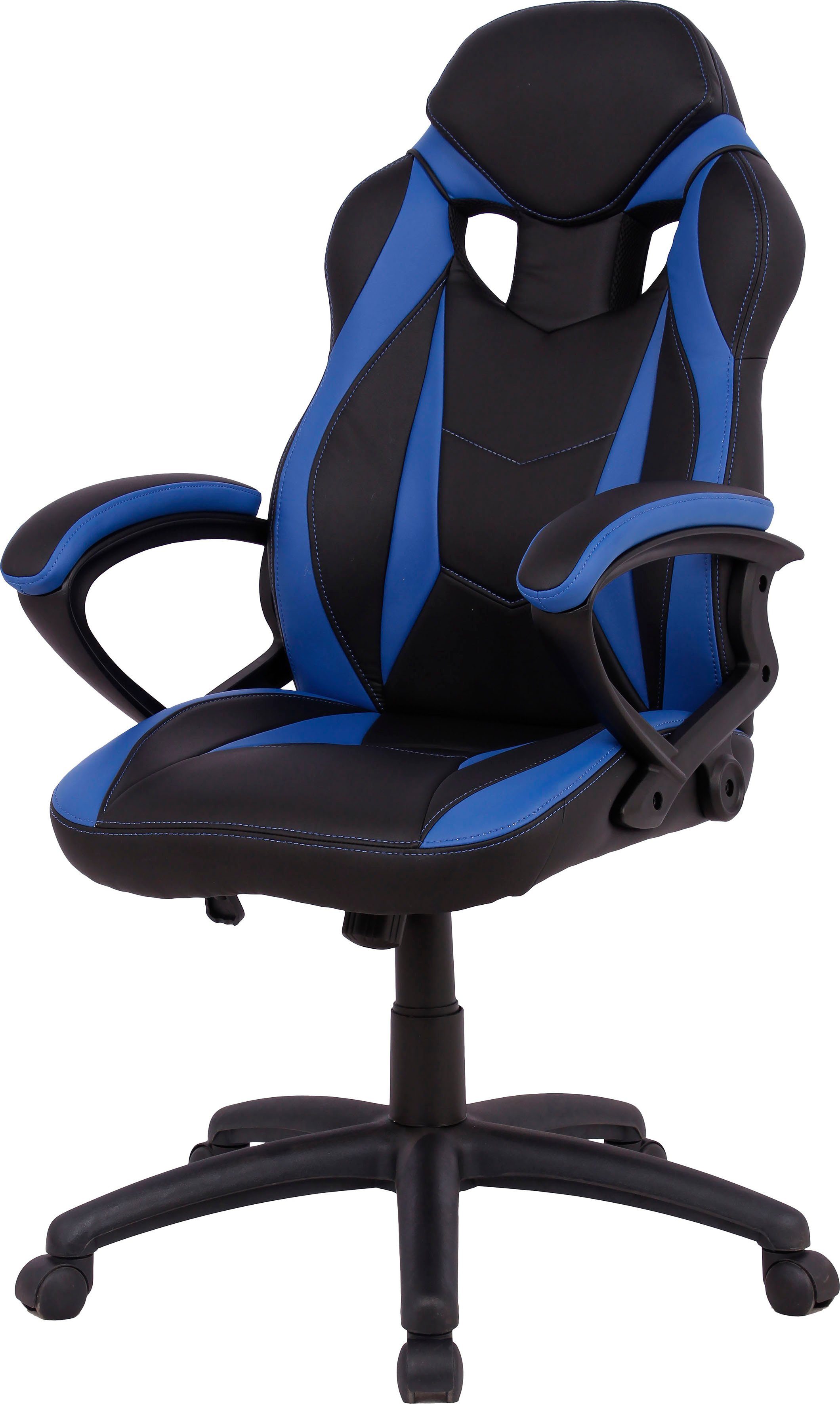 Bürostuhl INOSIGN gepolsterter komfortabel | schwarz/blau Chefsessel, Gaming-Stuhl Monti, schwarz/blau