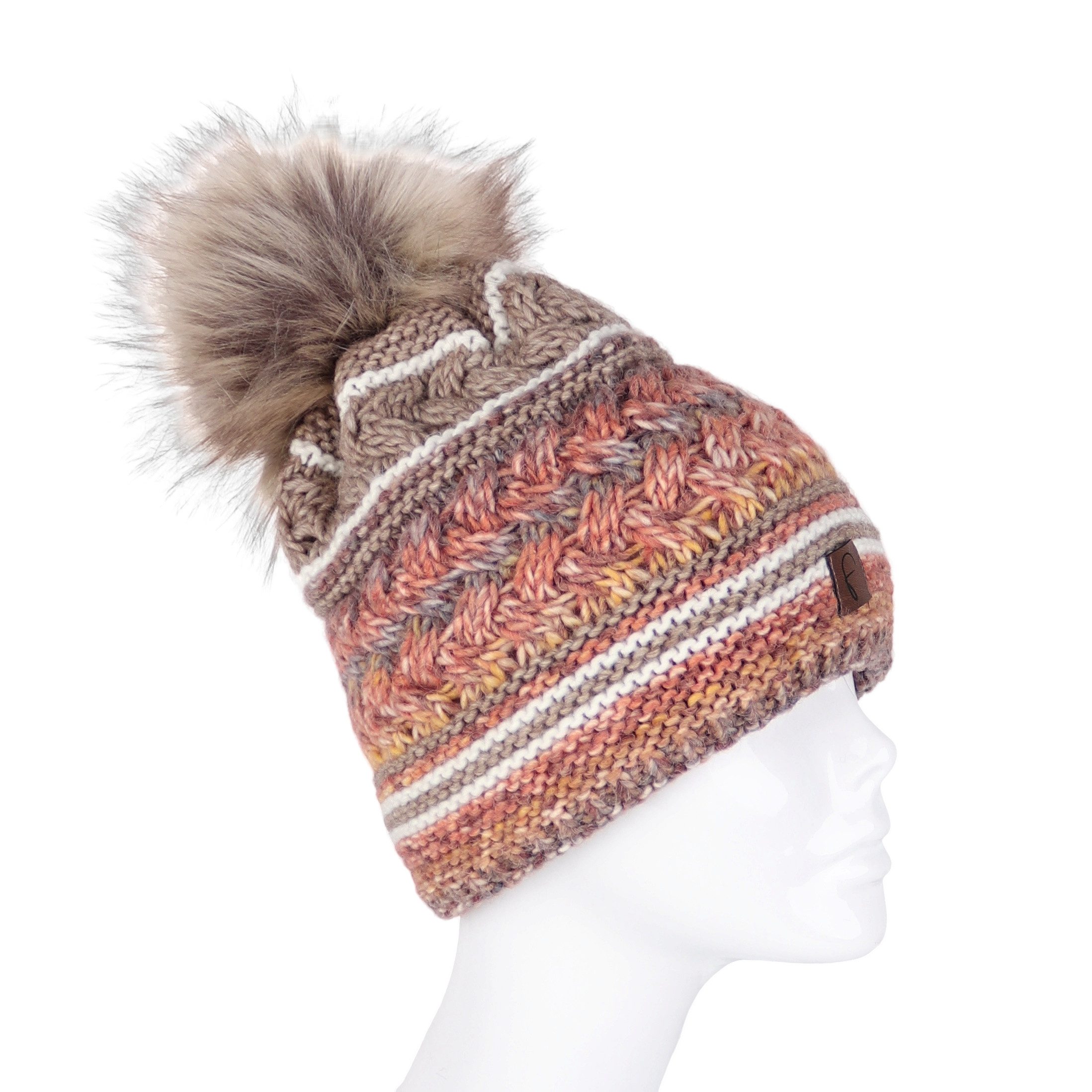 MIRROSI Bommelmütze Damen Strickmütze Mütze Beanie OneSize mit Bommel, Warm Kuschelig (Hergestellt in Polen) Wintermützen Bequem Atmungsaktiv Kuschelweich