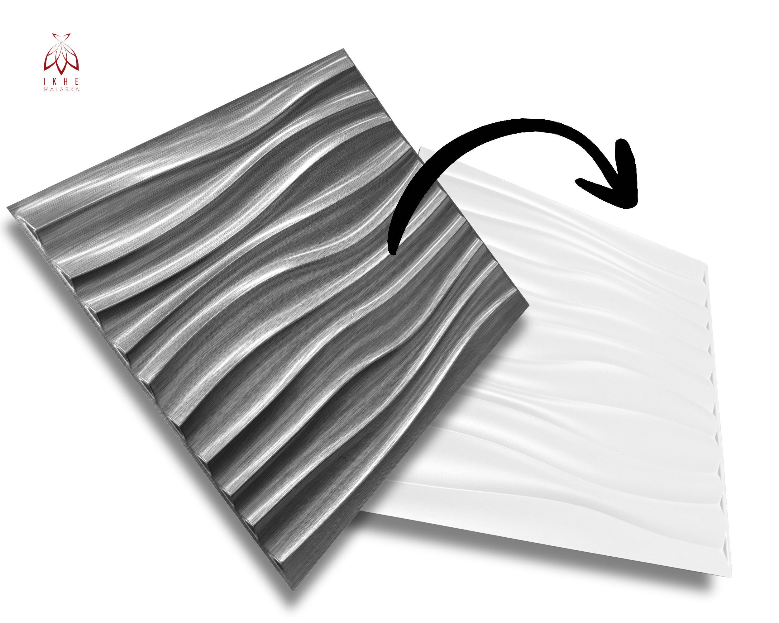 IKHEMalarka 3D Wandpaneel 3D Paneele PVC Kunststoffpaneele, BxL: 50,00x50,00 cm, 0,25 qm, (1 Stück, 3D Wandpaneele Deckenpaneele) hochwertige & harte PVC 3D Pla – Bild 4 von 5