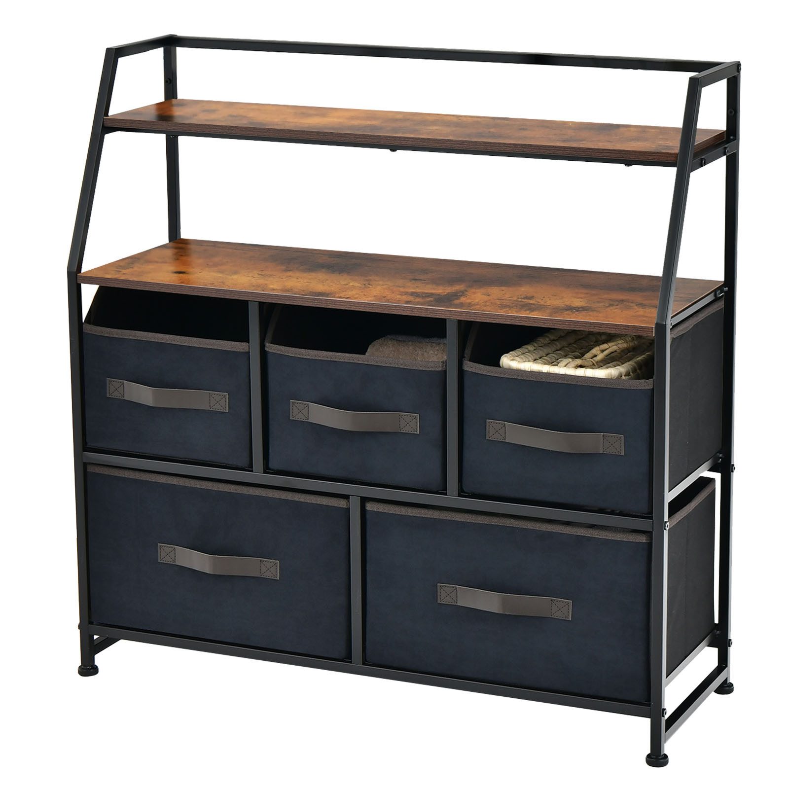 COSTWAY Sideboard, mit Stoffschubladen & Ablagen,Kippsicherung,29x58x100cm günstig online kaufen