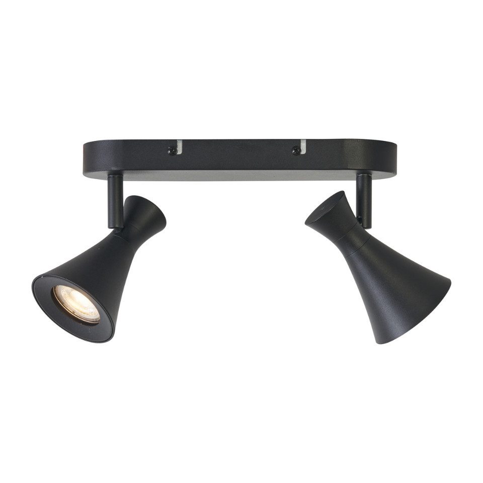 Qazqa LED Aufbaustrahler Triangle, ohne Leuchtmittel, GU10, Schwarz, Modern, Metall, 2-flammig