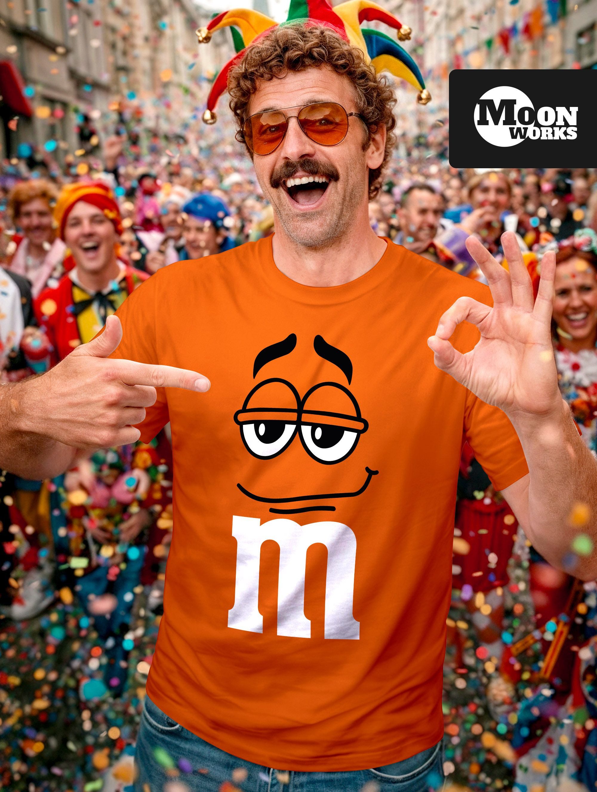 MoonWorks Print-Shirt Herren T-Shirt Fasching Karneval M Aufdruck Gruppenkostüm Verkleidung mit Print