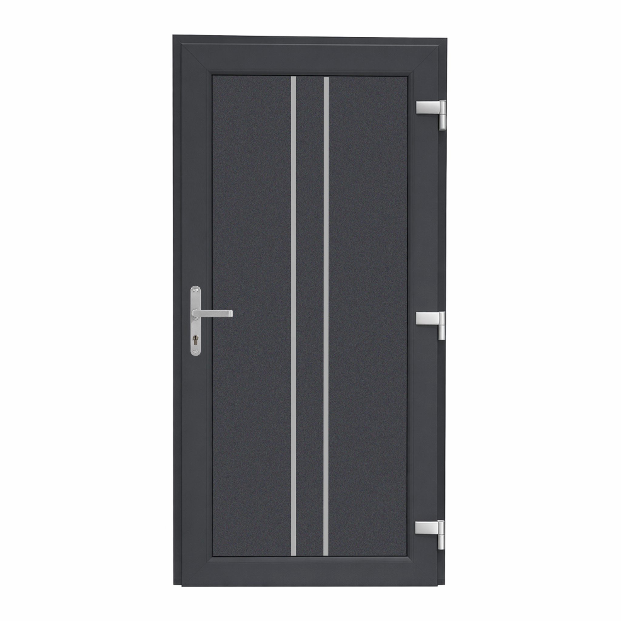 SN Deco Haustür Olivia mit Edelstahlstoßgriff/Türknopf, 980x2000 mm, Thermisch getrennte Alu-Bodenschwelle sowie Wetterschenkel