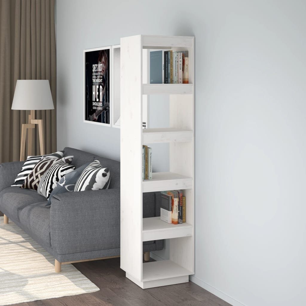 furnicato Bücherregal Bücherregal/Raumteiler Weiß 40x35x167 cm Massivholz Kiefer