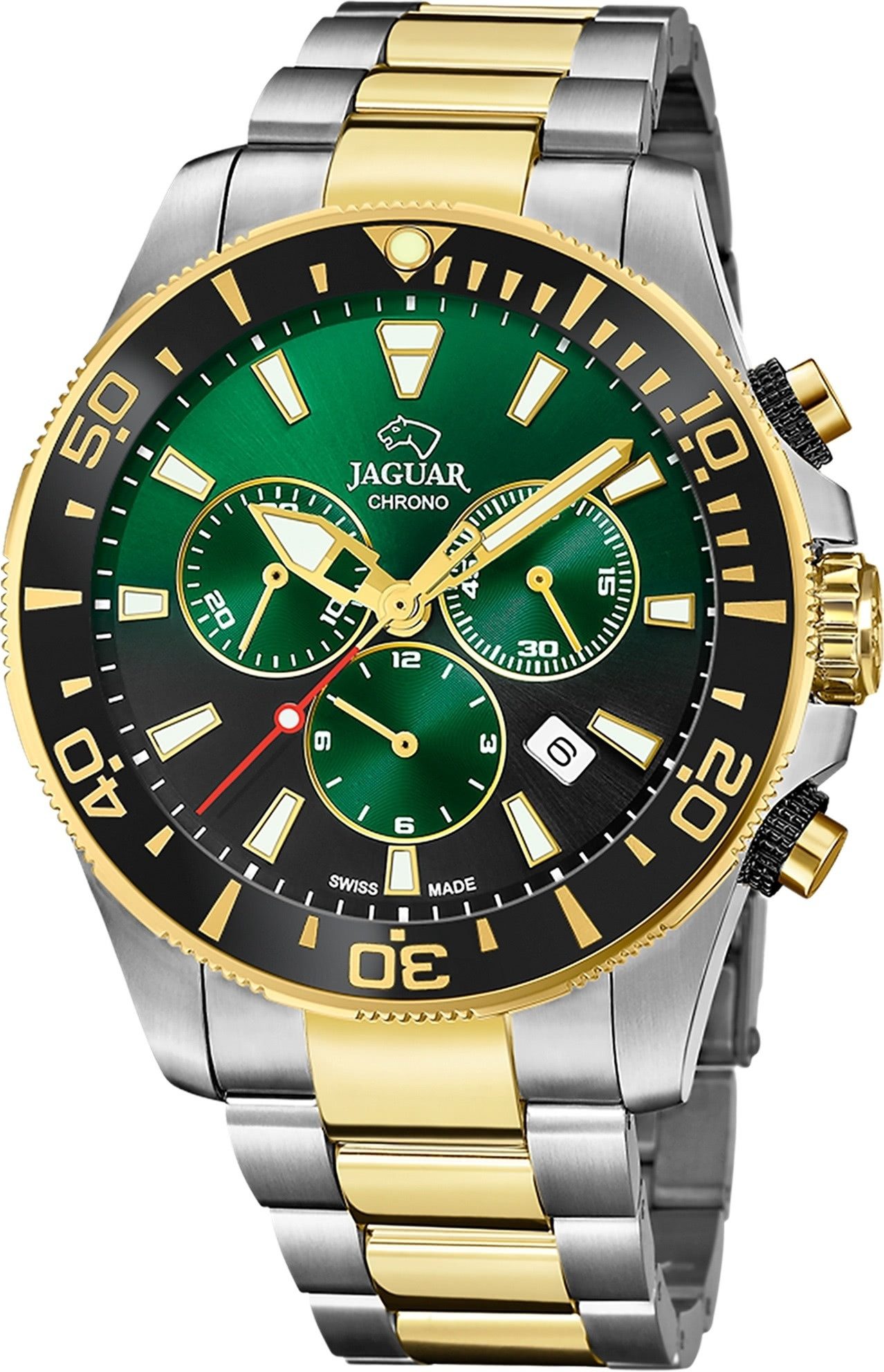 Quarzuhr Jaguar Herrenuhr Edelstahl silber gold