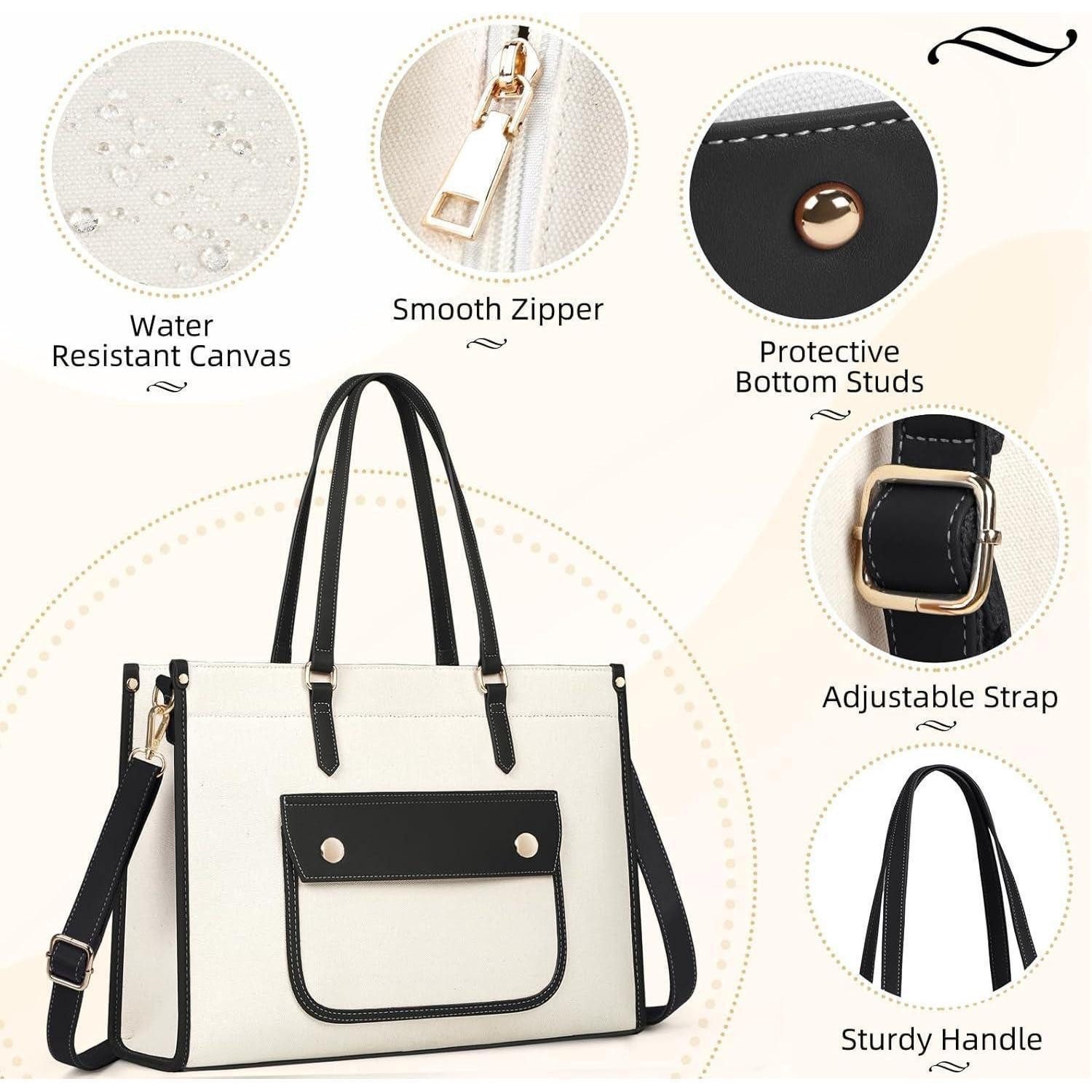 LuxusKollektion Handtasche Handtasche Damen Shopper Groß Canvas Laptoptasche 15,6 Zoll Tote Bag