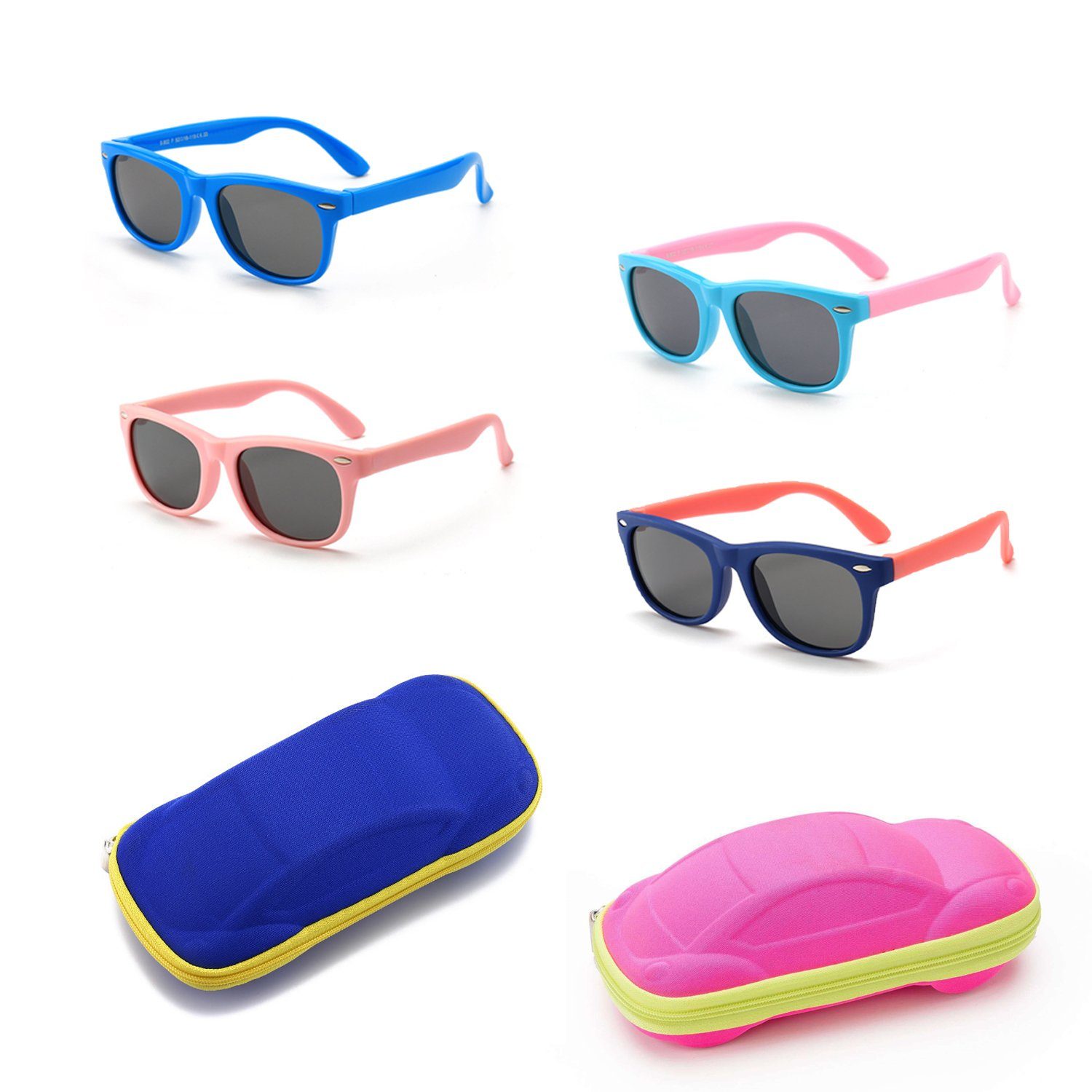 Olotos Sonnenbrille Sonnenbrille für Kinder Mädchen Jungen Gummi 100% UV400 Schutz Brille Blau