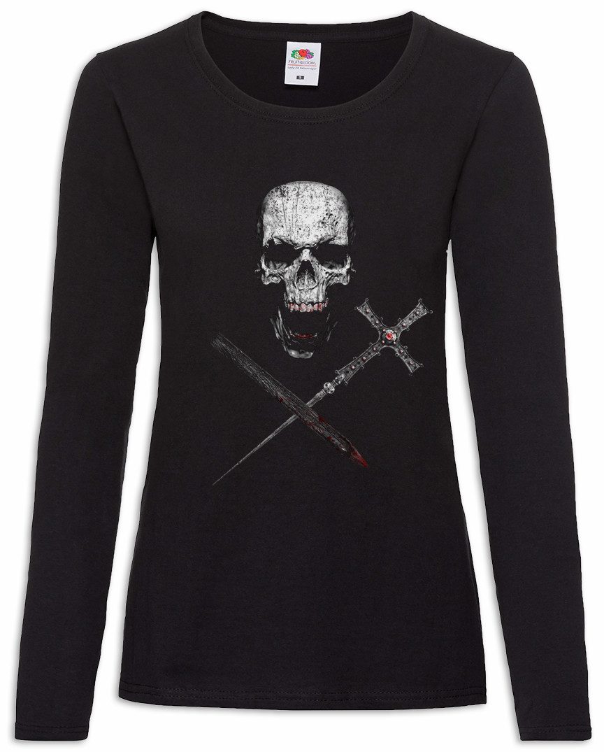 Langarmshirt Vampire Skull Damen Langarmshirt Vampir Blut True Gebiss Zähne Dracula