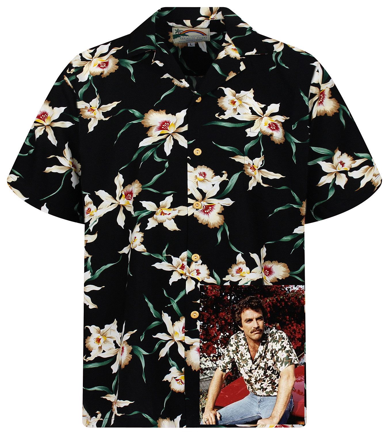 King Kameha Hawaiihemd Tom Selleck Original Hawaii-Hemd Herren Kurzarm Front-Tasche Stylish