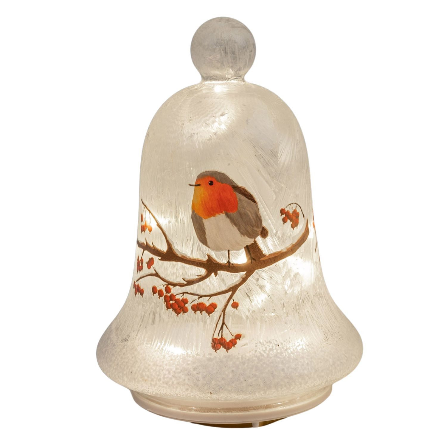 formano LED Dekoobjekt Wintervogel, LED, Drehend, mit Timer, Weiß, Rotkehlchen, H: 20cm