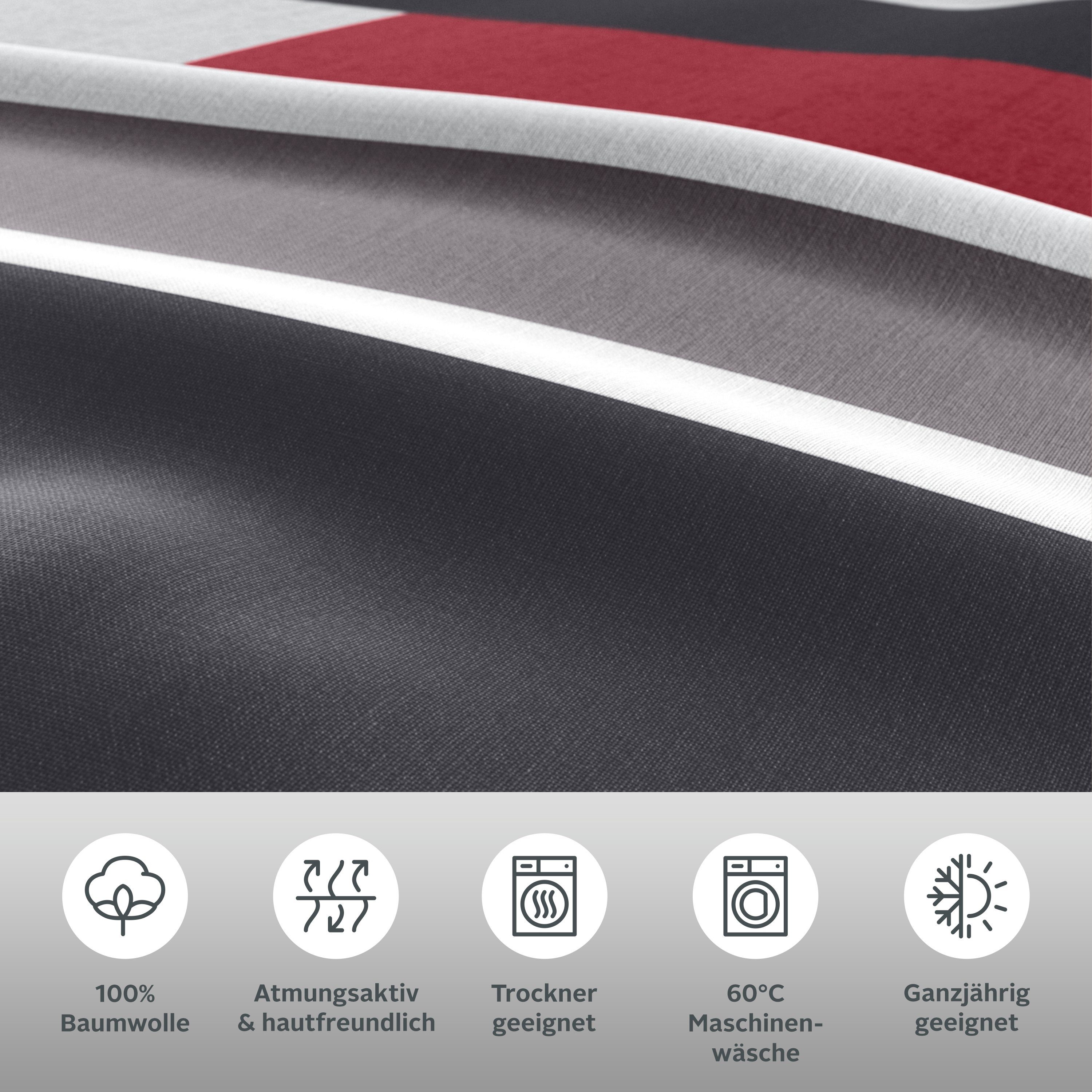 H.I.S Bettwäsche Etienne in Gr. 135x200 oder 155x220 cm, Linon, 2 teilig, Bettwäsche aus Baumwolle, zeitlose Bettwäsche mit Streifen-Design