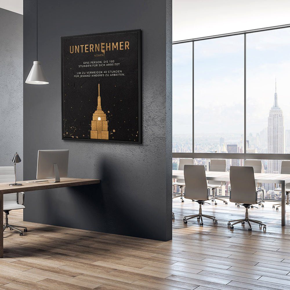 & Rahmen Wandbild Unternehmer schwarzer Büro Leinwandbild, von DOTCOMCANVAS® fürs Home-Office