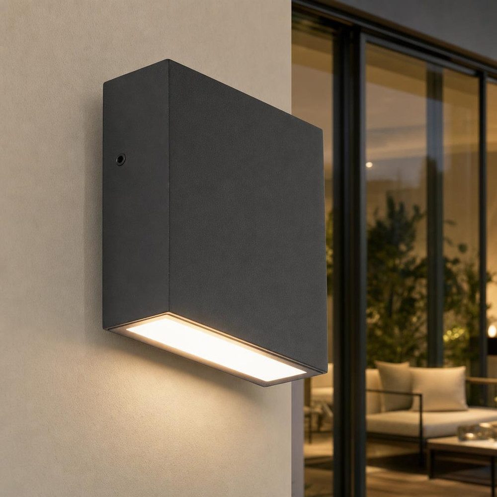 LUTEC LED Außen-Wandleuchte, LED-Leuchtmittel fest verbaut, Warmweiß, LED Außenwandleuchte Aluminium Schwarz IP54 Außenleuchte Klarglas