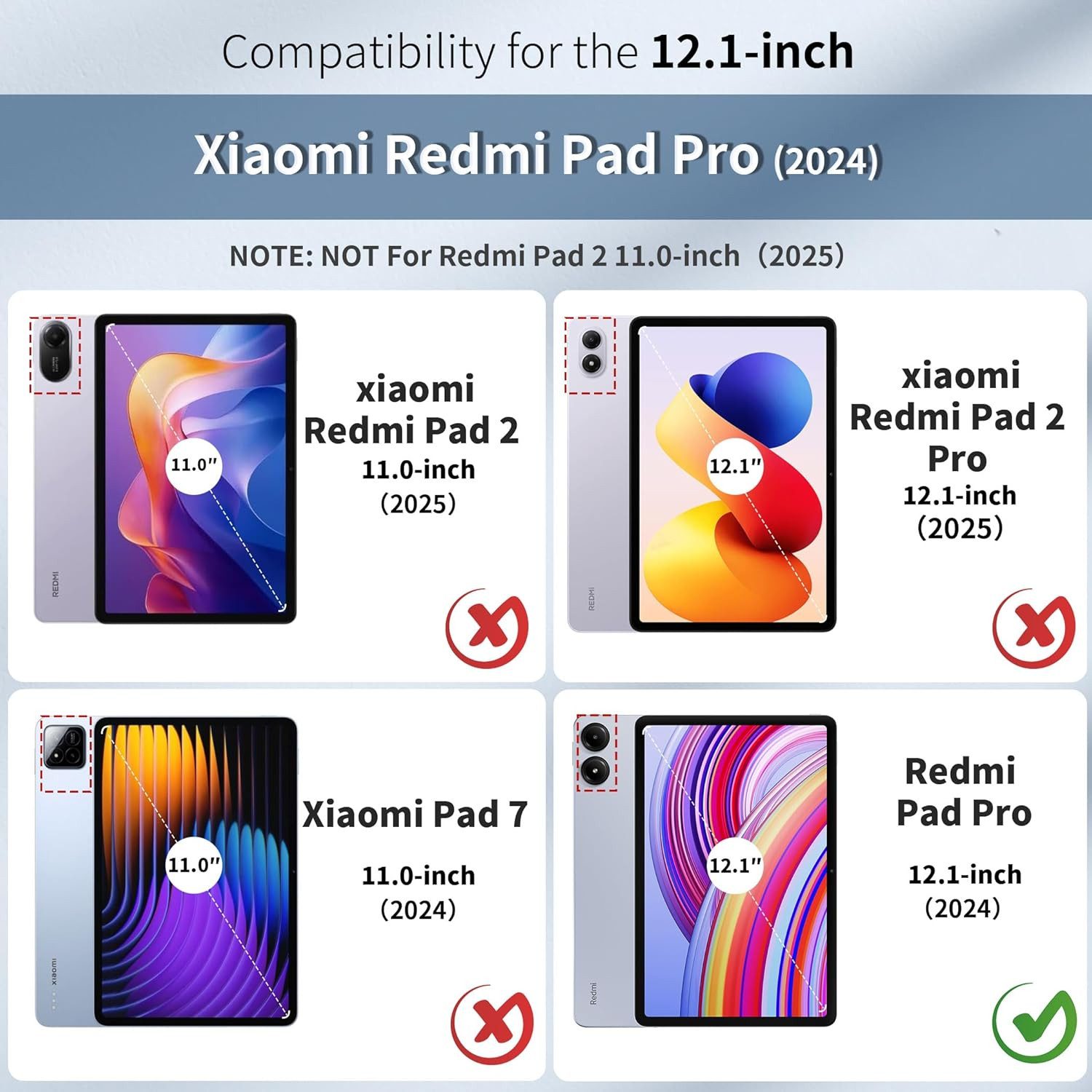 CLM-Tech Tablet-Hülle für Xiaomi Redmi Pad Pro 2024 12,1 Zoll, Standfunktion, Magnetverschluss, Auto Schlaf/Wach Funktion