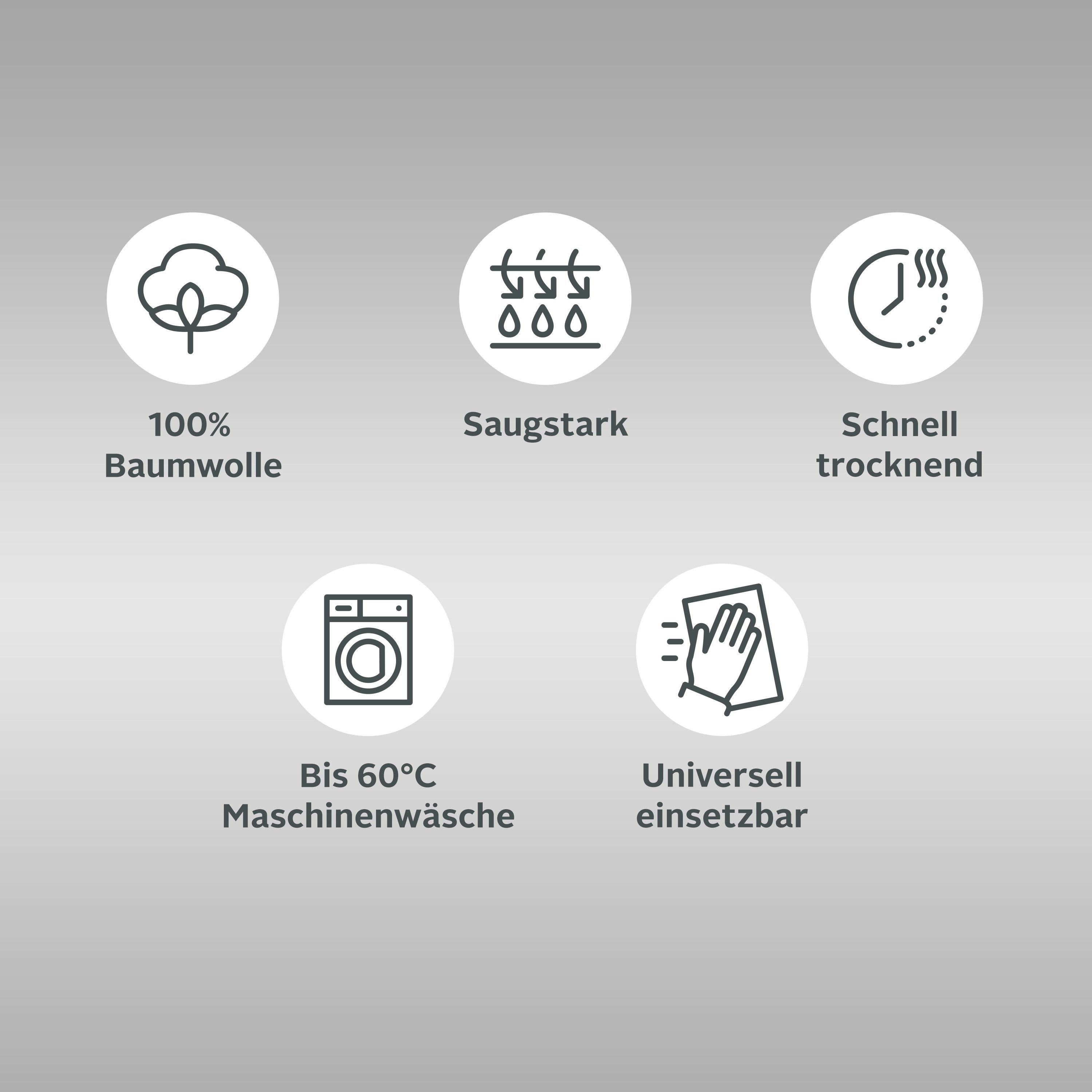 OTTO home Geschirrtuch Keersten Premium, (Set, 5-tlg., 5er Set), hochwertig, Grubentuch, 100 % Baumwolle, 5er-Set, 70 × 50 cm