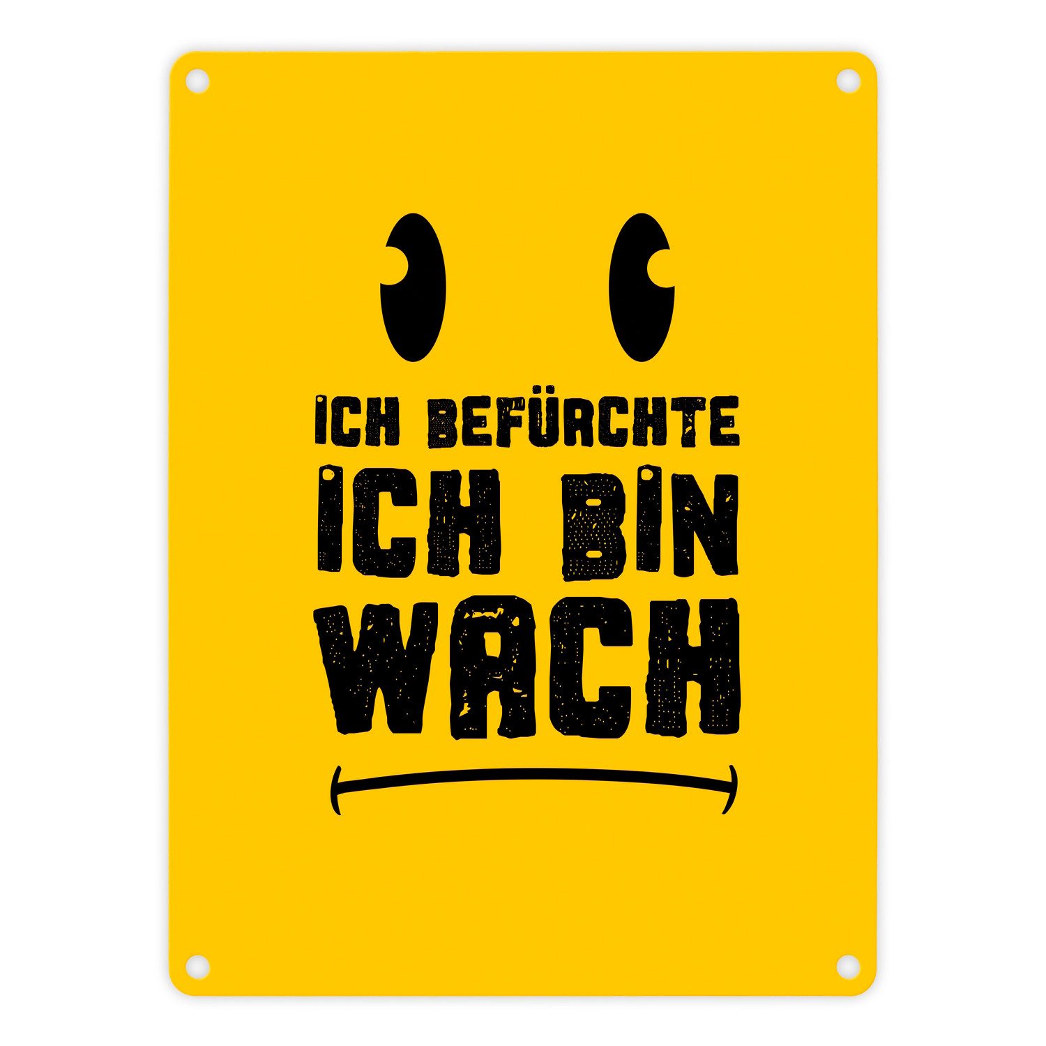 Metallschild Ich befürchte ich bin wach Metallschild in 15x20 cm mit Emoticon