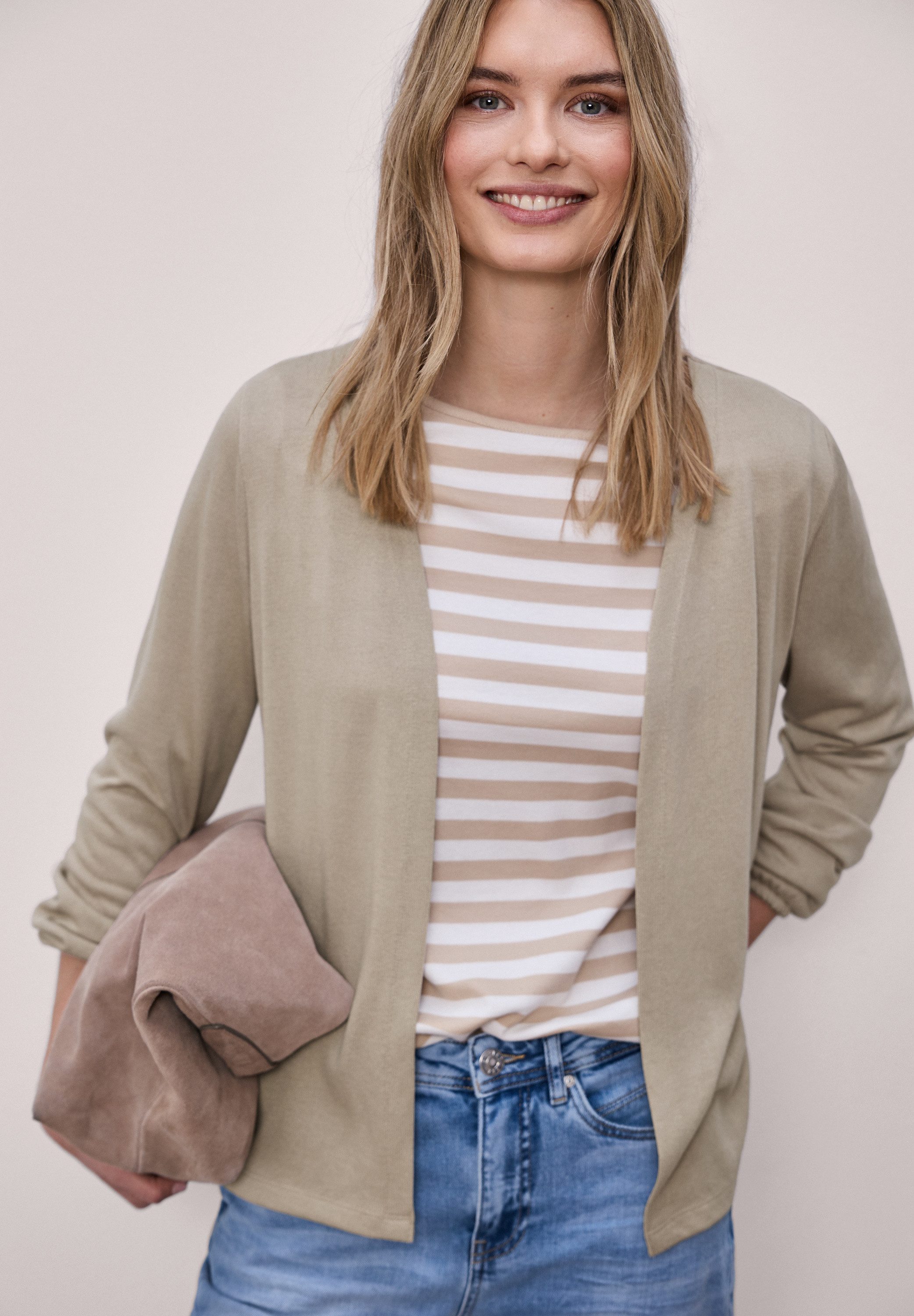 STREET ONE Cardigan bestehend aus einem Materialmix