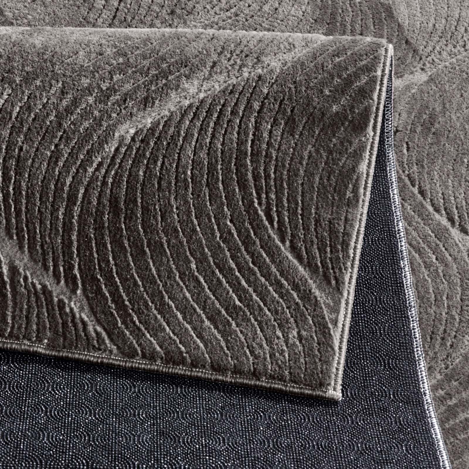 TaCa Home Teppich Kurzflor Teppich Hasenfell Optik, rechteckig, Höhe: 10 mm, Wohnzimmer, Kinderzimmer, Esszimmer, Welle Anthrazit - 140 x 200 cm