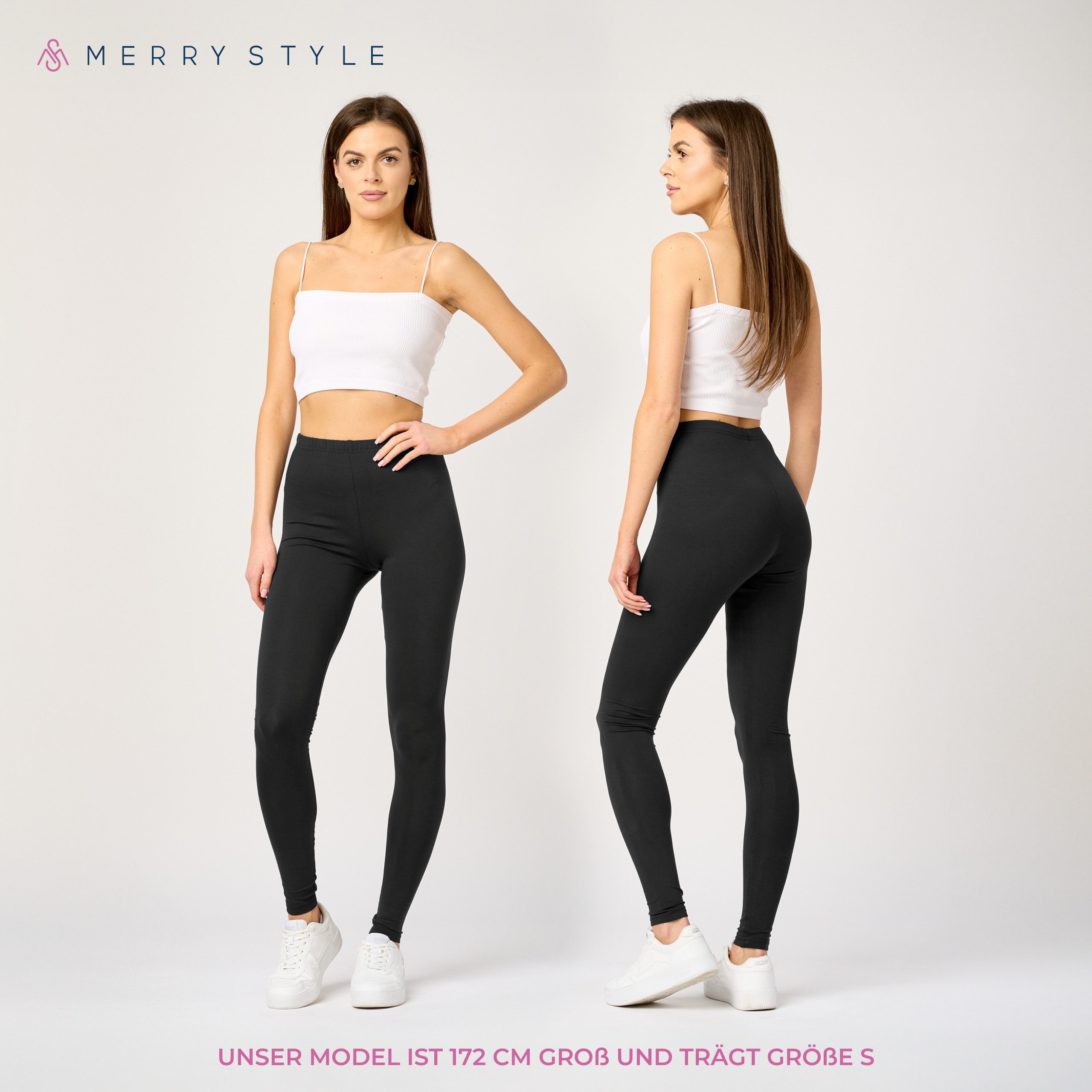 Merry Style Leggings Damen Hosen aus Viskose MS10-143 (1-tlg) elastischer Bund, atmungsaktiv