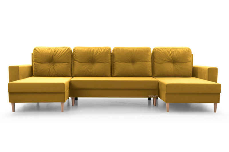 MOEBLO Wohnlandschaft CARL U, Ecksofa U-Form mit Schlaffunktion Eckcouch mit Bettkasten Sofa Couch Polsterecke U-Sofa - 300x142x90 cm, mit Bettkasten und Schlaffunktion, mit Relaxfunktion
