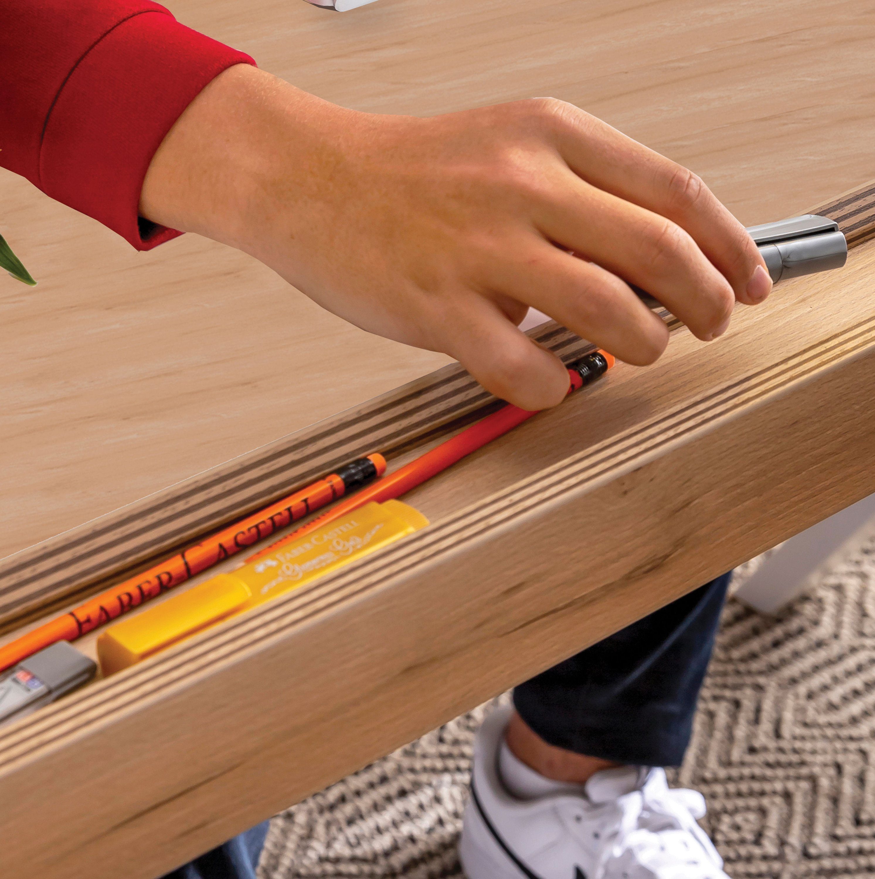 Cilek Kinderschreibtisch X-Leg, integriertem Wood mit Schreibwarenablagefach, 130 Oak Breite Oak | cm, Wood eiche modern