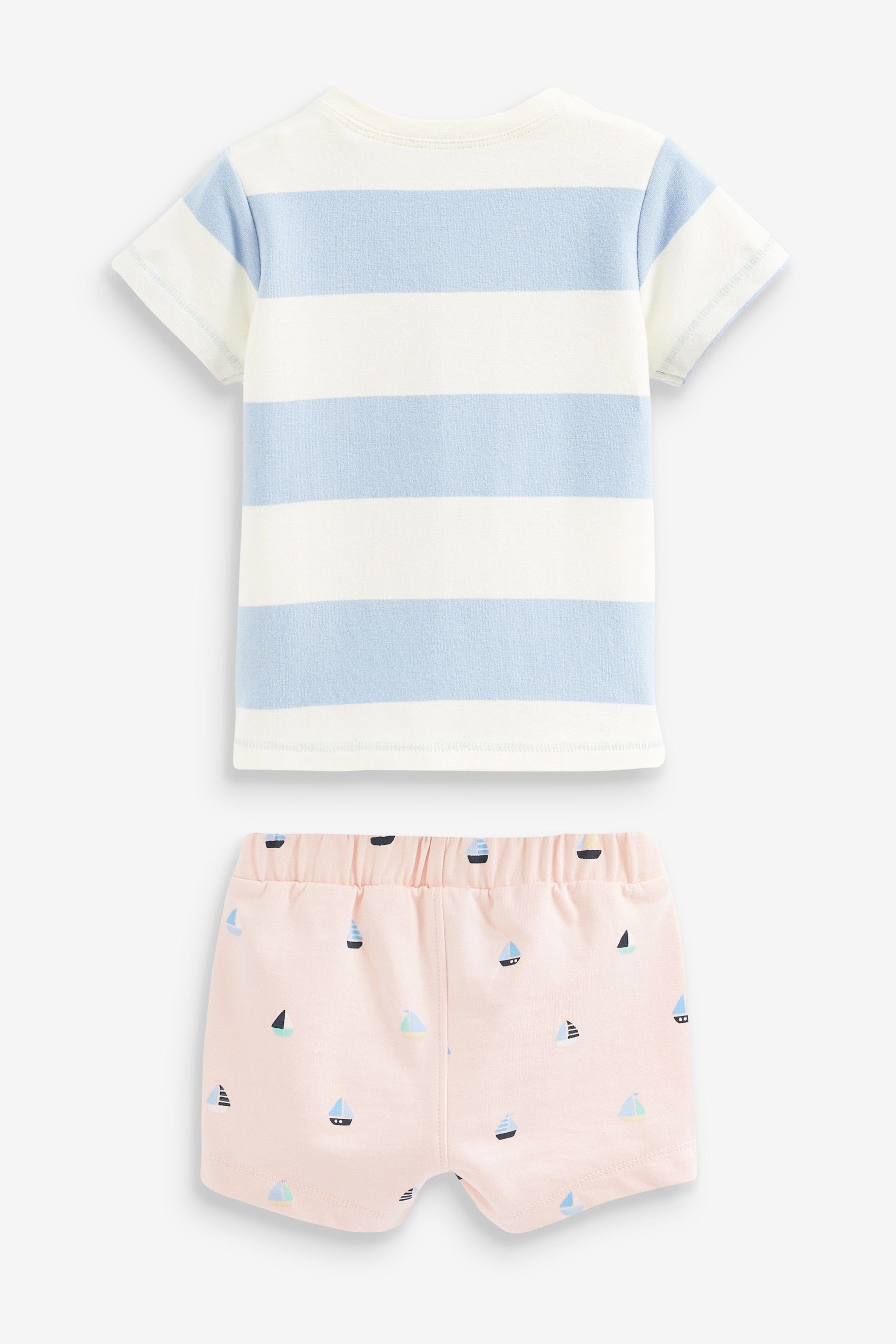 Next T-Shirt & Shorts Baby Set und Boat 2-teiliges (2-tlg) T-Shirts Blue/Pink Shorts
