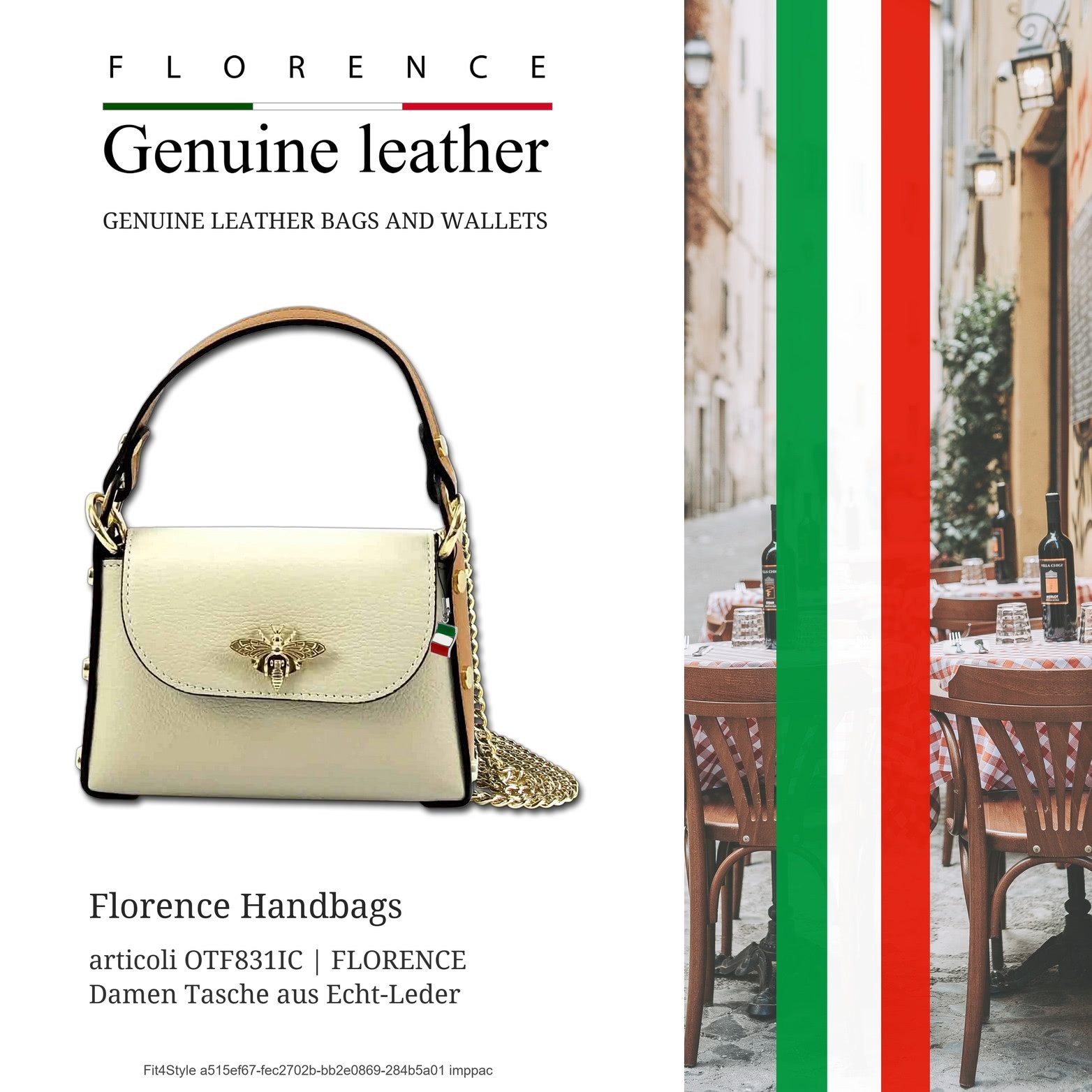 FLORENCE Umhängetasche beige tan Florence Tasche Leder (Umhängetasche, Umhängetasche), Damen Tasche Echtes Leder beige, tan Made-In Italy