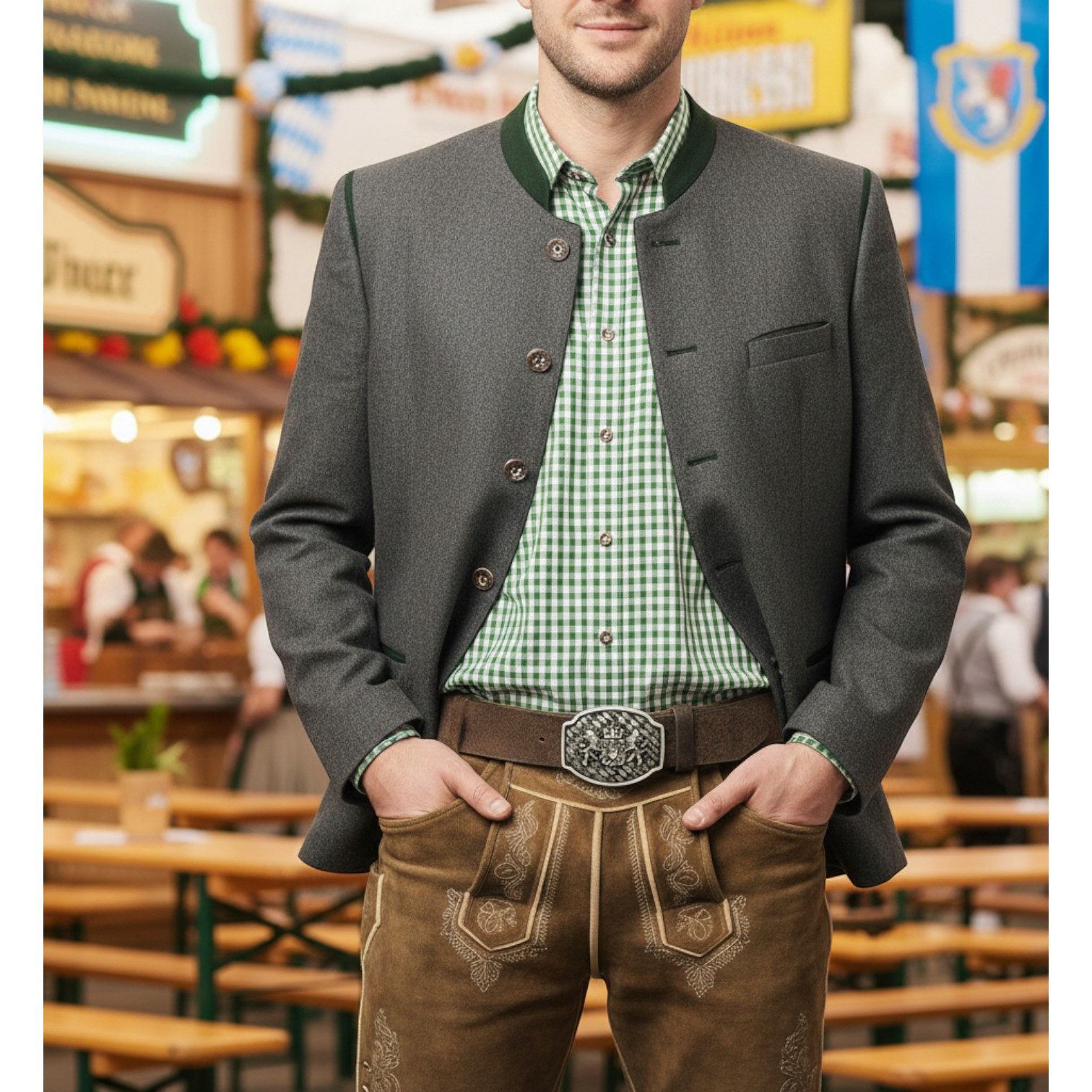 FRONHOFER Ledergürtel Herren Trachten breit (1-St) Wappen-Schnalle, für Lederhose