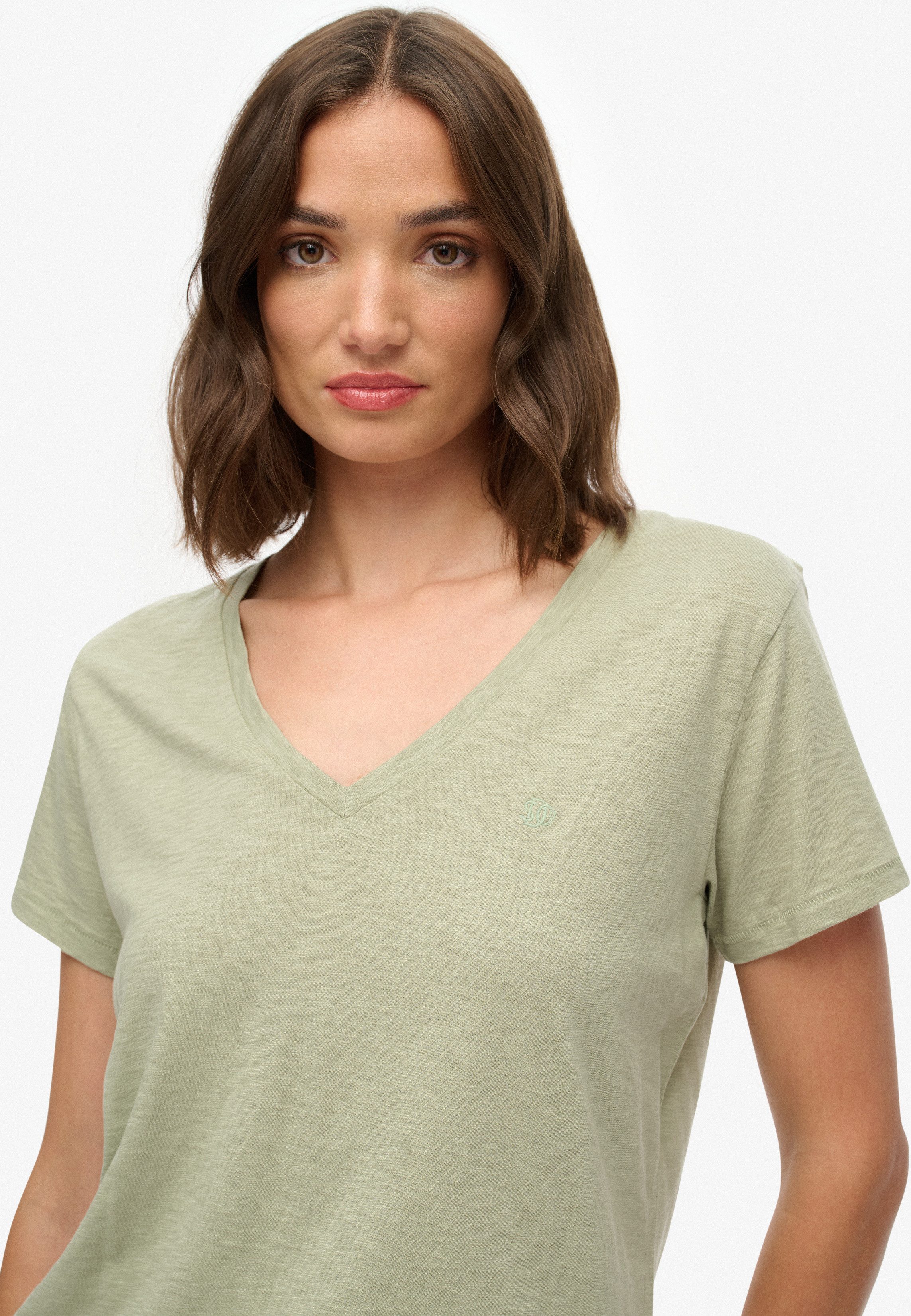 Superdry T-Shirt STUDIOS SLUB EMB VEE TEE Baumwollmischung, relaxed fit – Bild 4 von 5