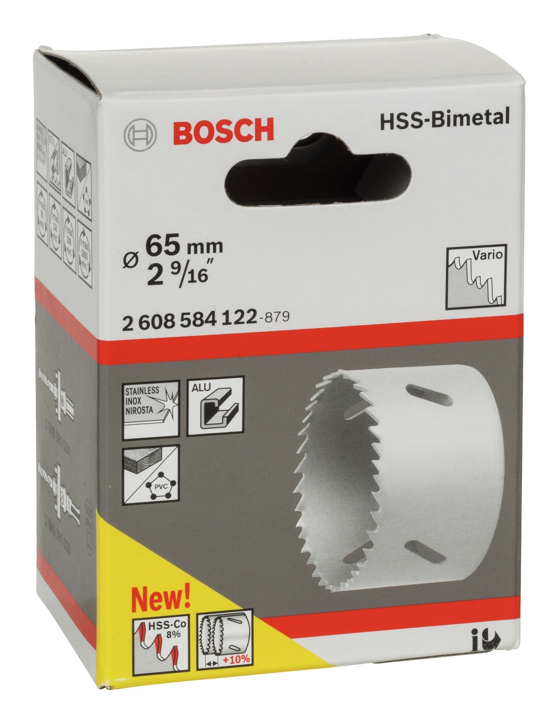 / HSS-Bimetall für 2 BOSCH 65 Lochsäge, 9/16" - Standardadapter mm, Ø