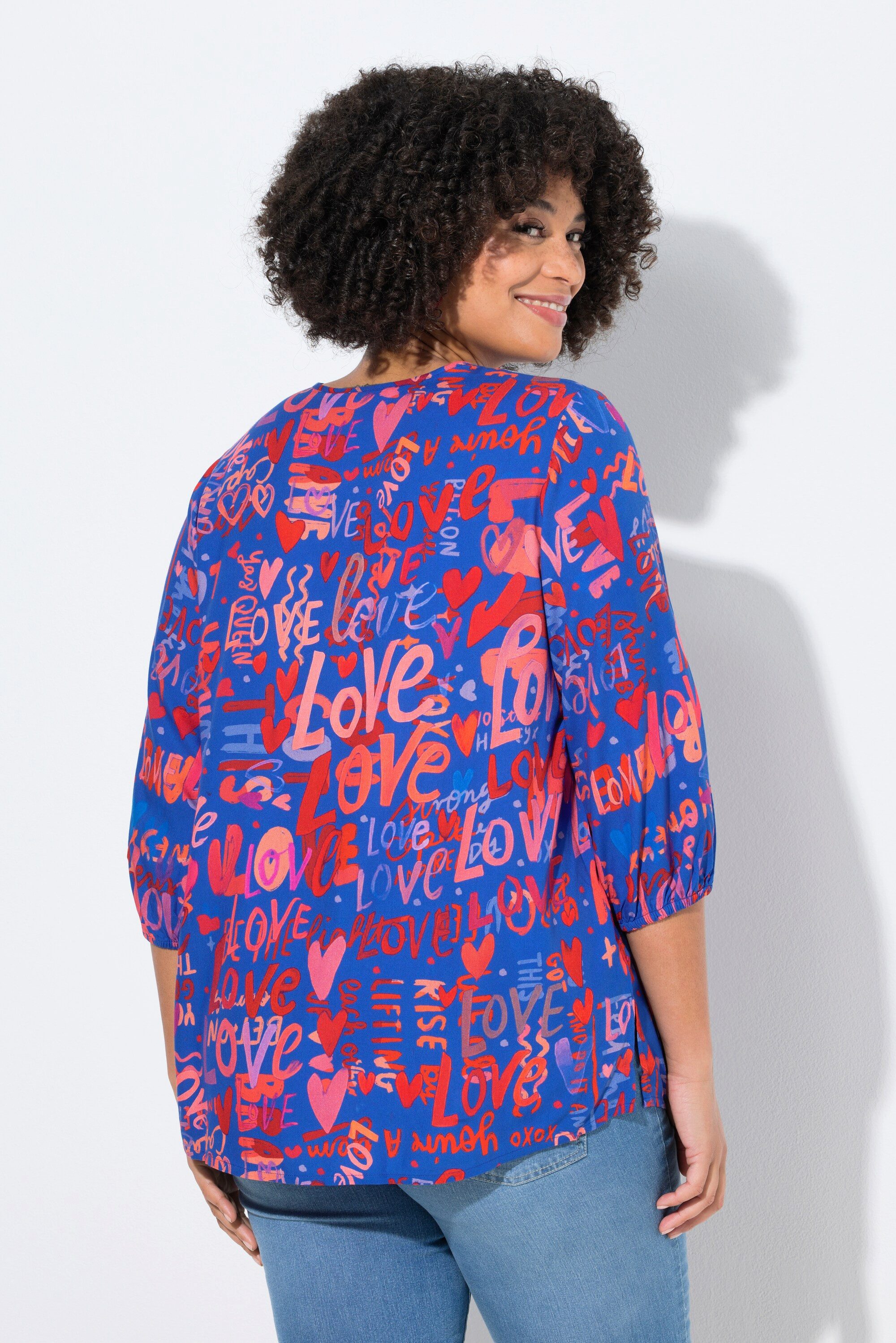 Angel of Style Tunika Bluse LOVE-Muster Schlupfform 3/4-Ärmel