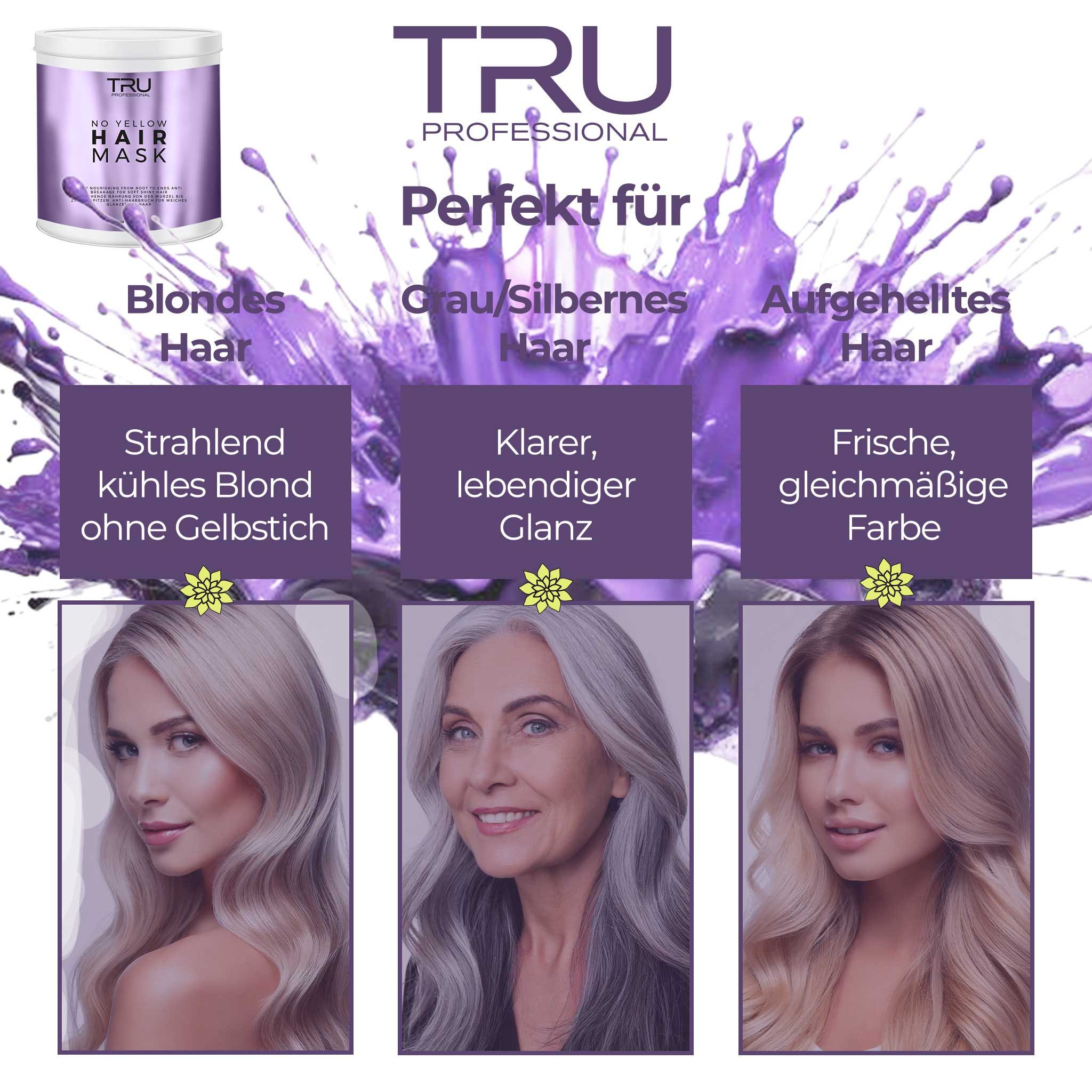 TRU Haarmaske No Yellow, Anti-Gelbstich-Maske für blondiertes & graues Haar, 1-tlg.