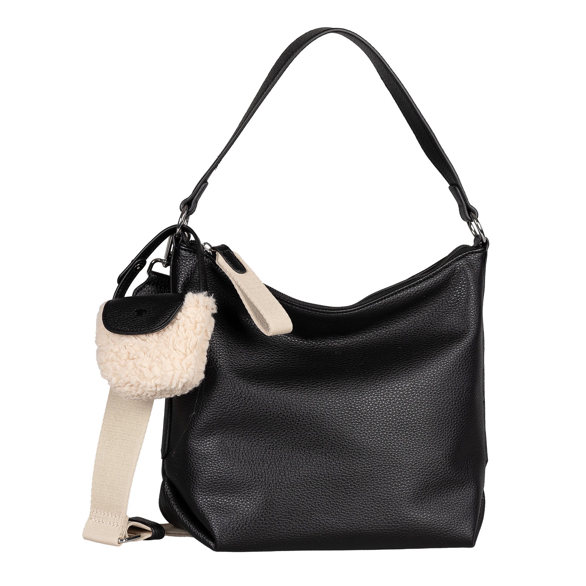 TOM TAILOR Hobo Fania (Set, Süßer Fellanhänger), Damen Schultertasche, mit Fellimitat-Anhänger